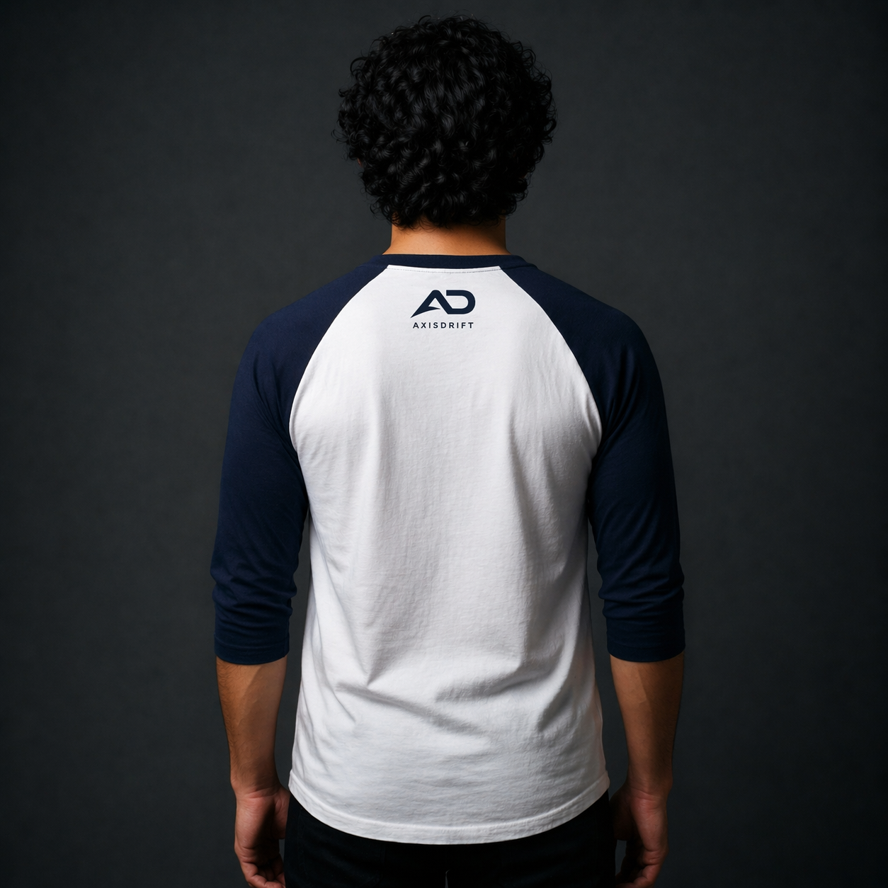 AD Raglan Tee Navy White Back