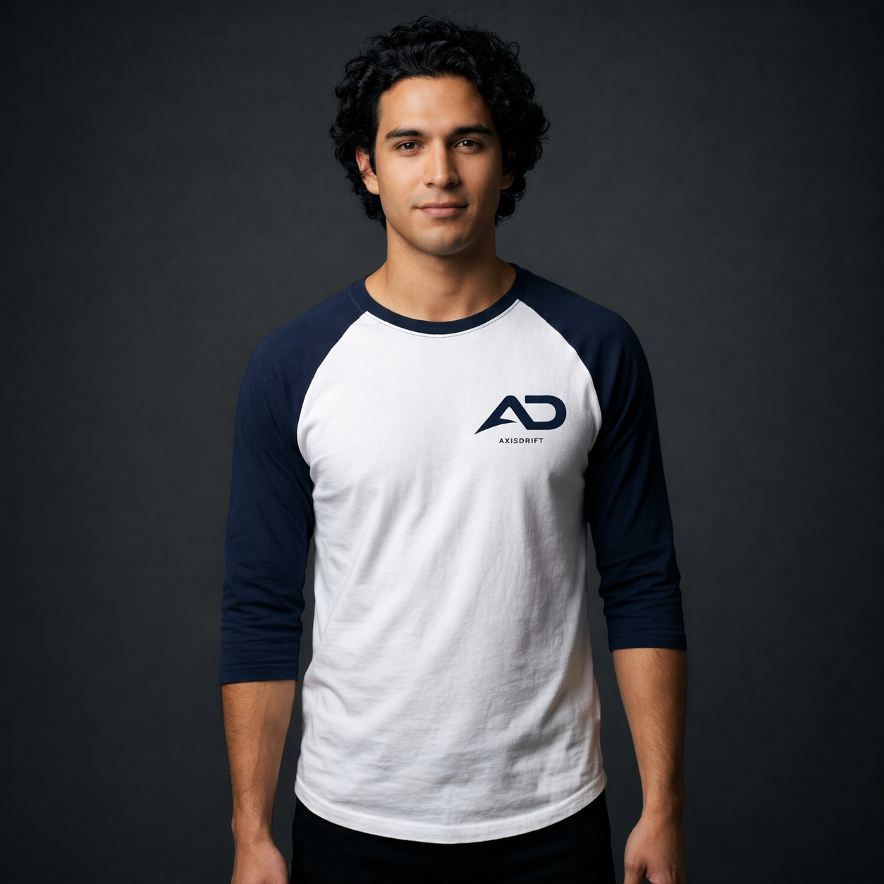 AD Raglan Tee Navy White Front