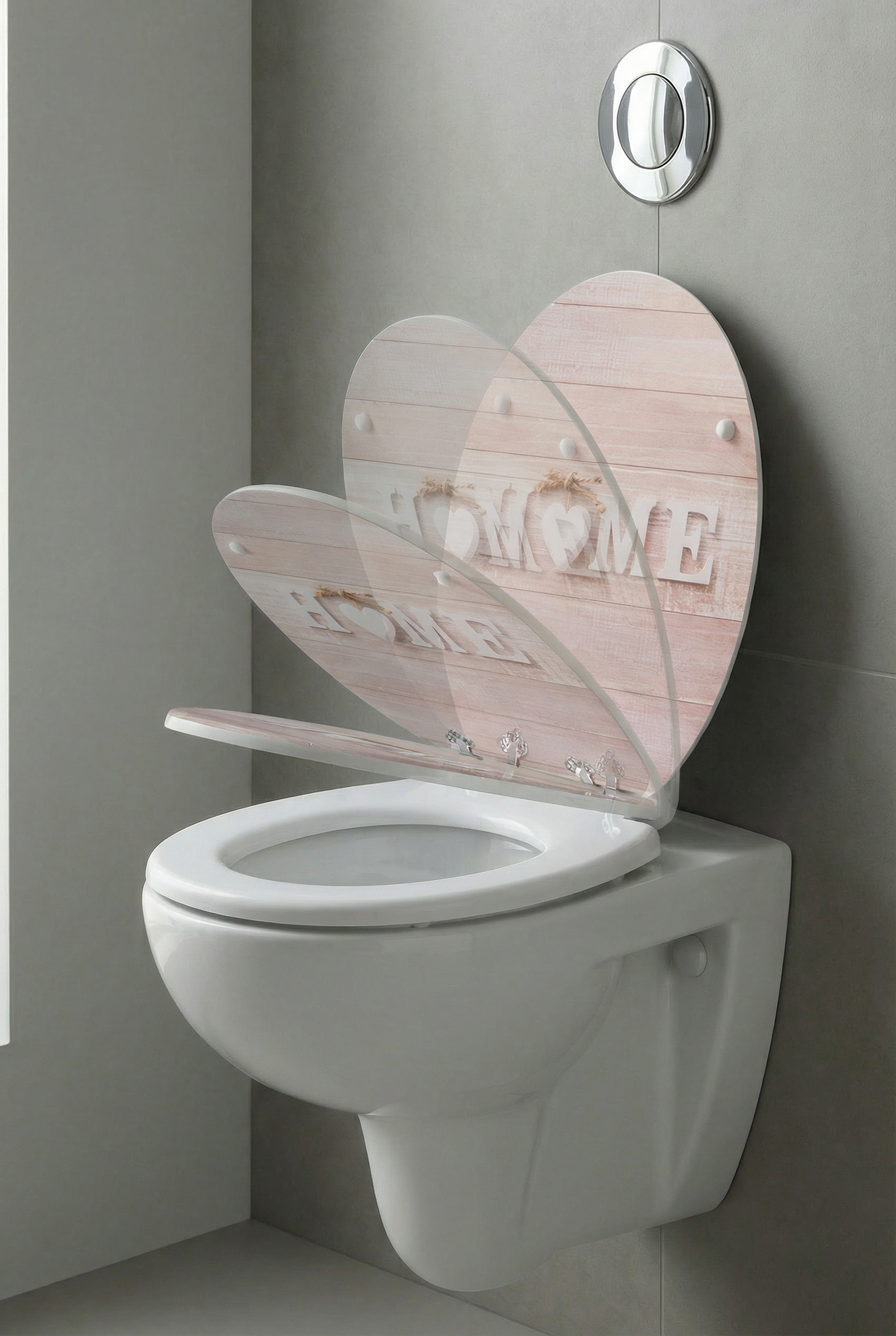 Nahaufnahme eines WC-Sitzes mit Absenkautomatik, der sich sanft schließt