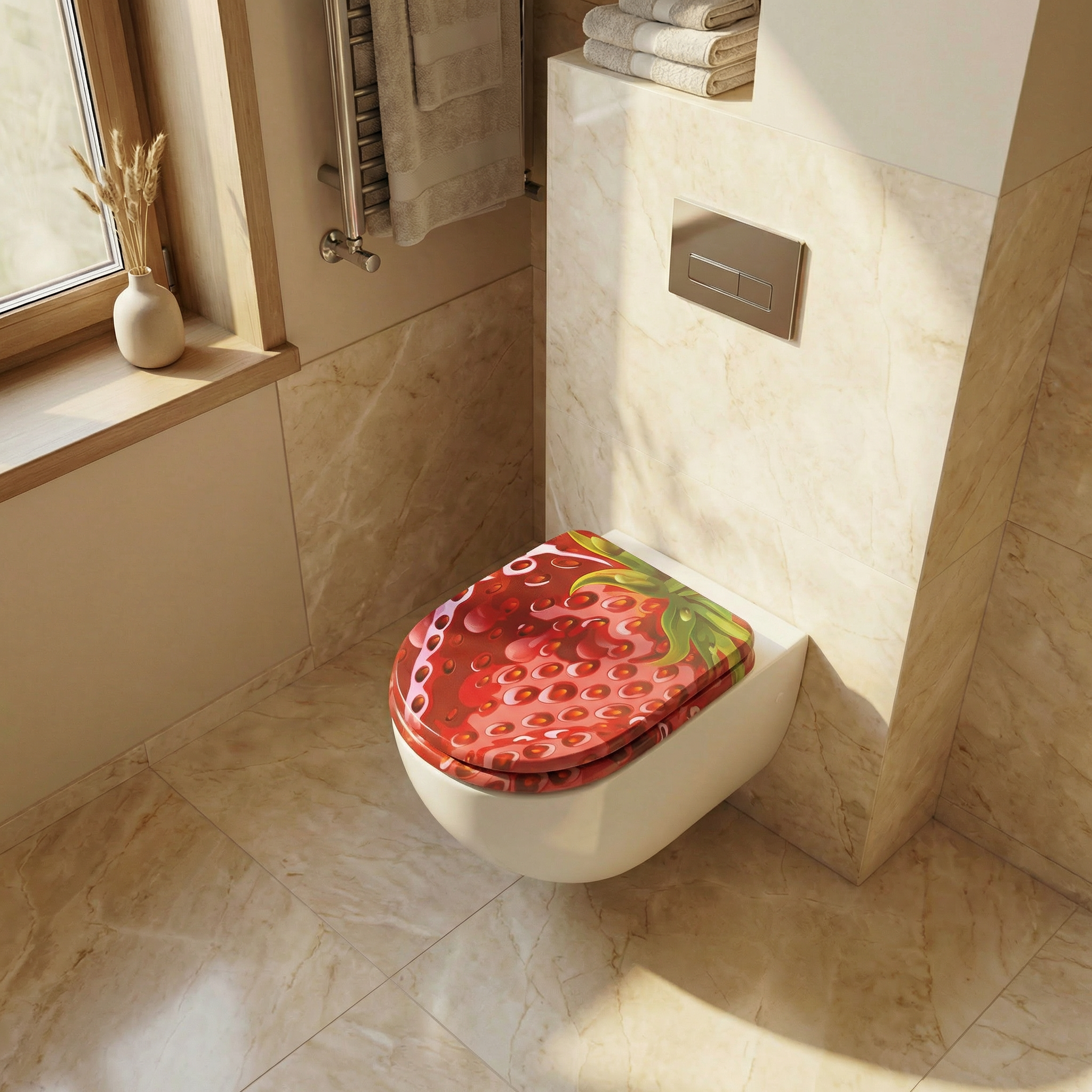 Sauberer, moderner Badezimmerblick mit Grohe Keramik und neuem WC-Sitz