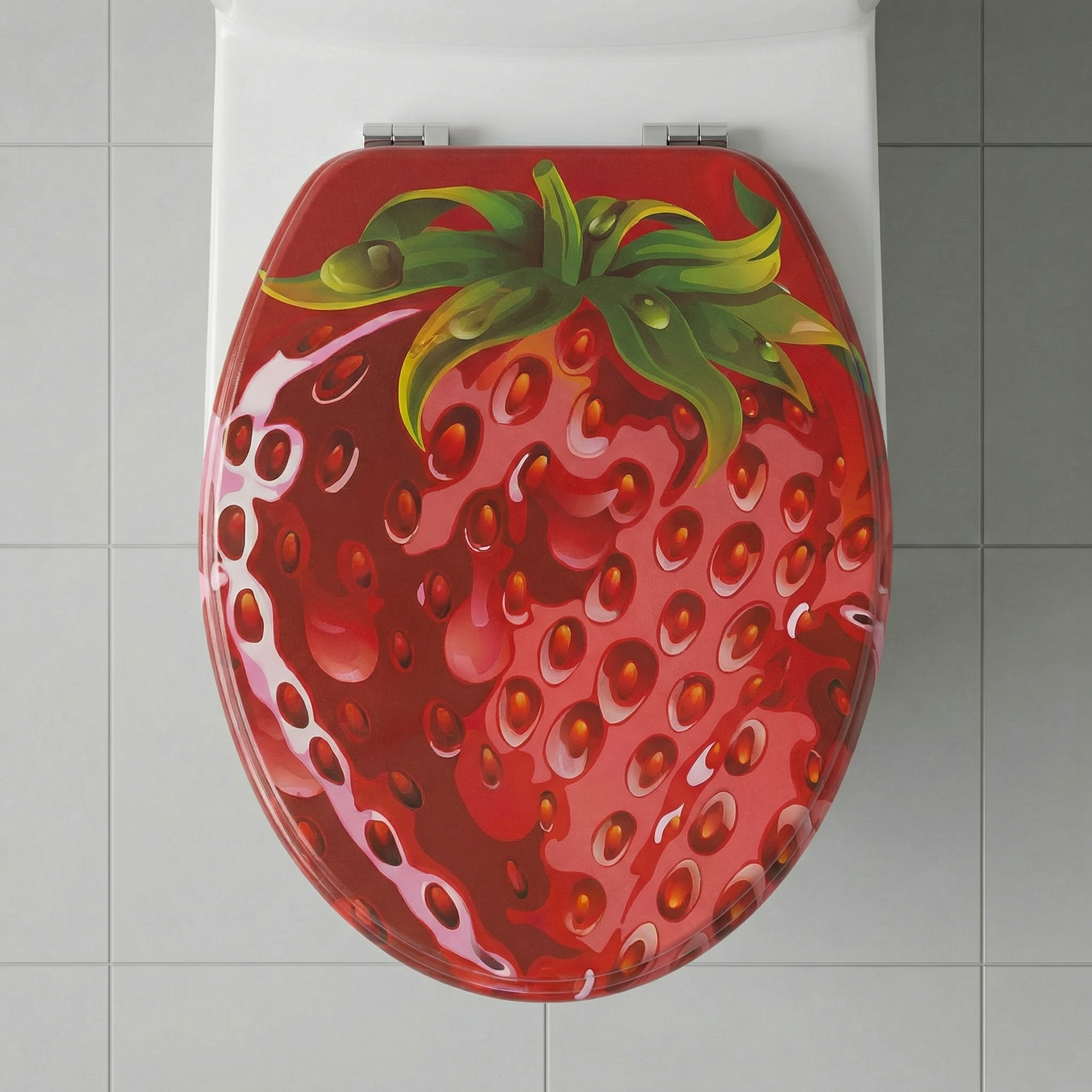 Eine Person misst einen WC-Sitz mit einem Maßband