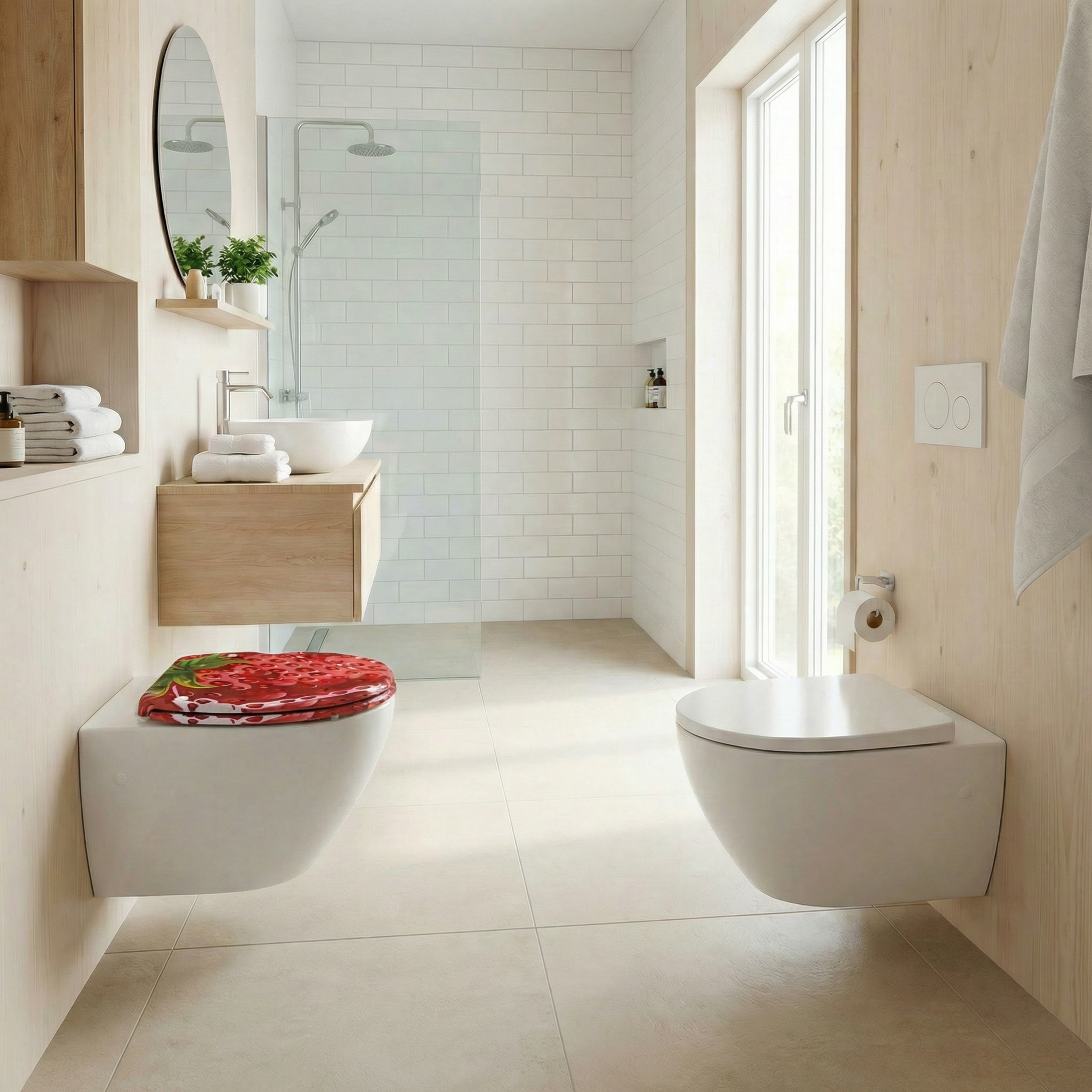 WC-Sitz mit integriertem Kindersitz, hochgeklappt
