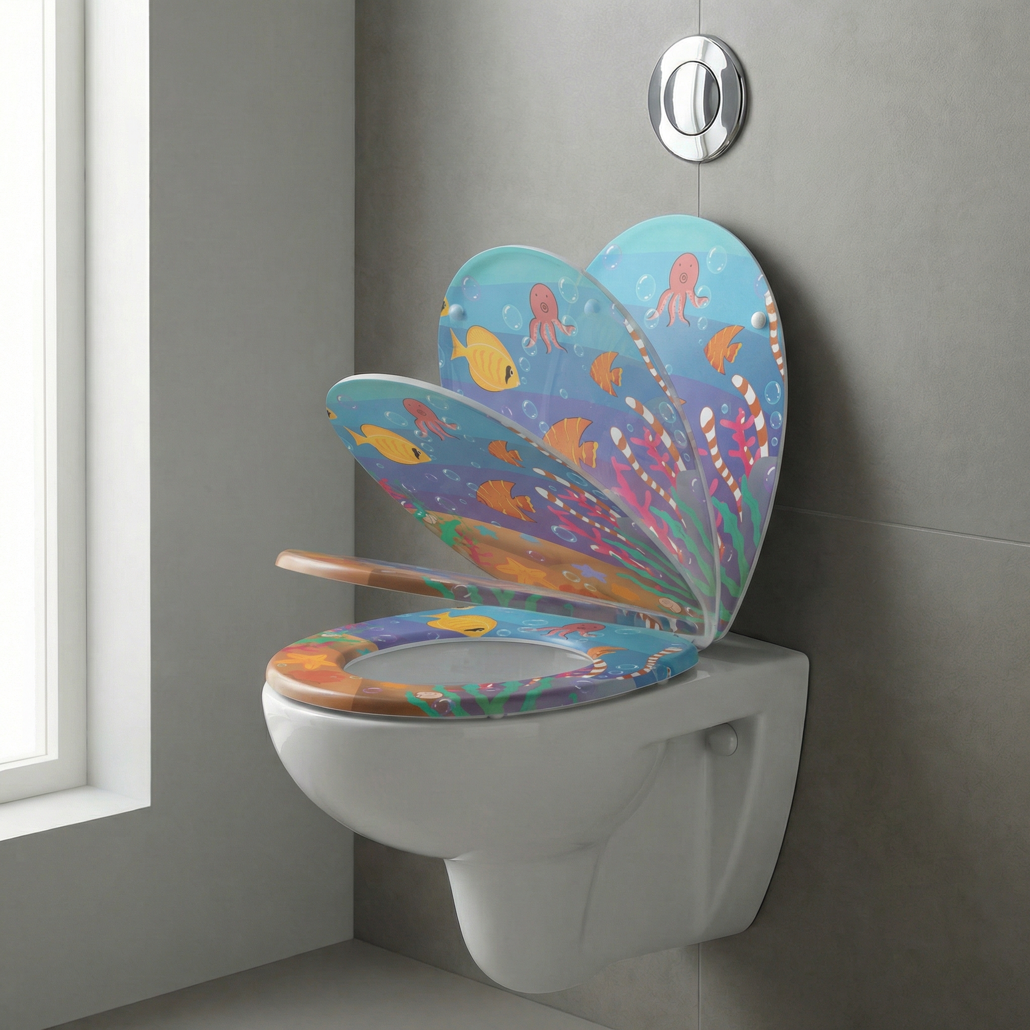 D-förmiger WC-Sitz in einem modernen Badezimmer