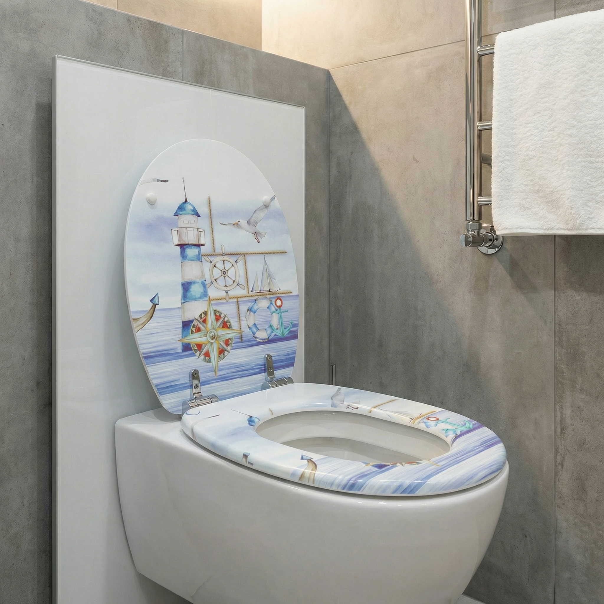 Detailansicht eines D-Form WC-Sitzes aus Duroplast mit Absenkautomatik