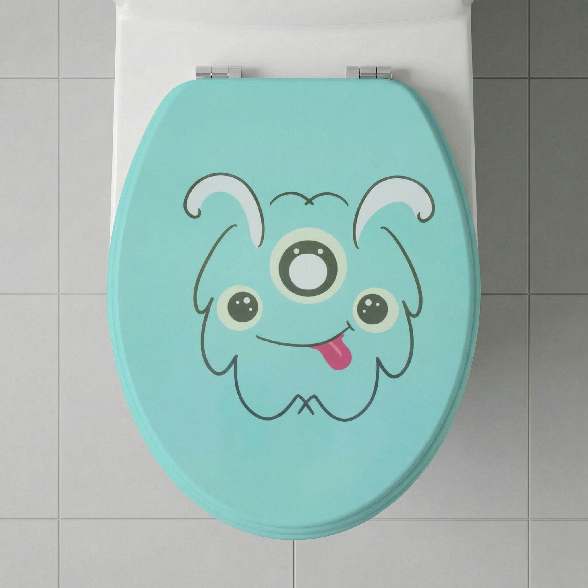 Detailansicht der Befestigung eines D-Form WC-Sitzes mit Schnellverschluss