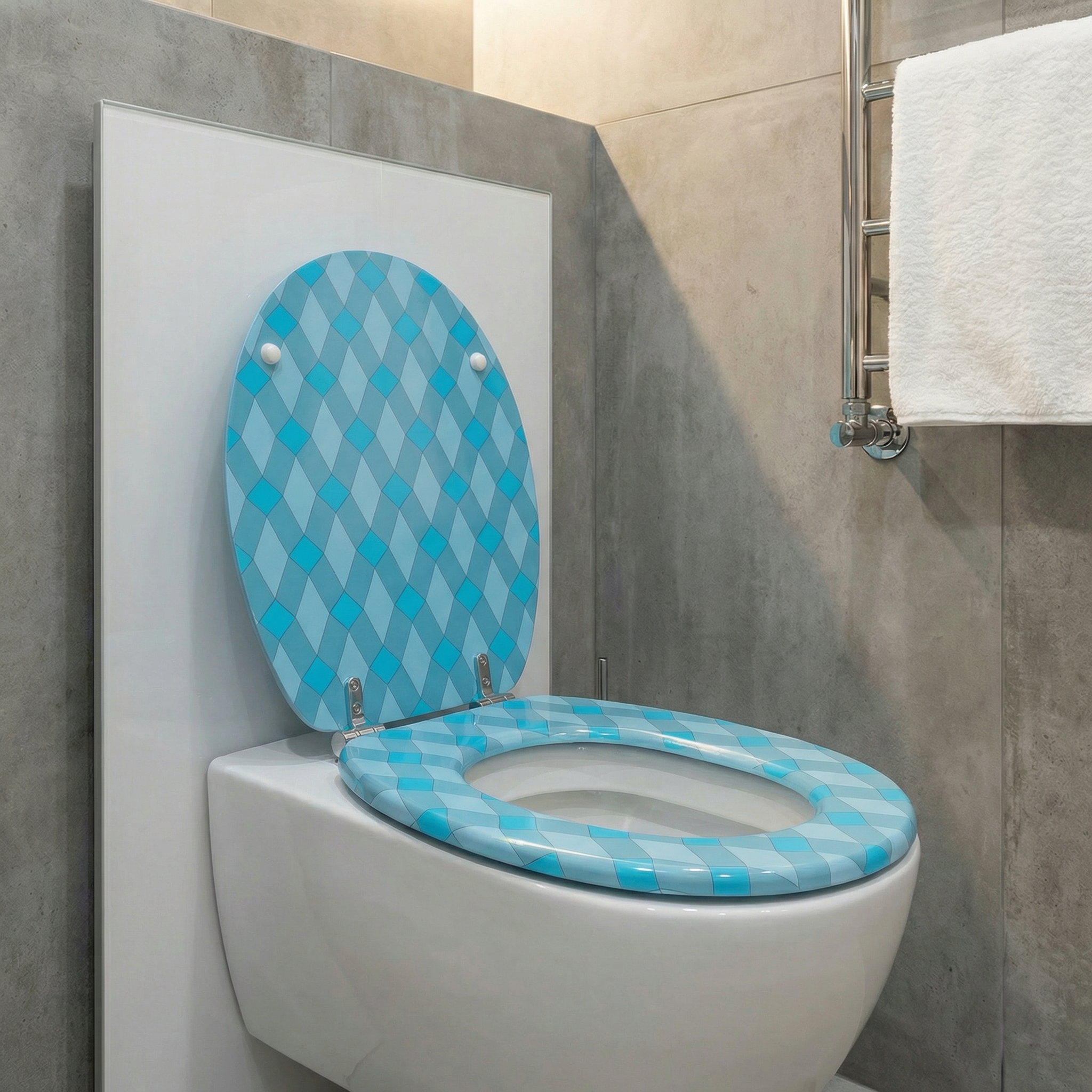 Reinigungsmittel und Mikrofasertücher für die WC-Sitz Pflege bereitgestellt