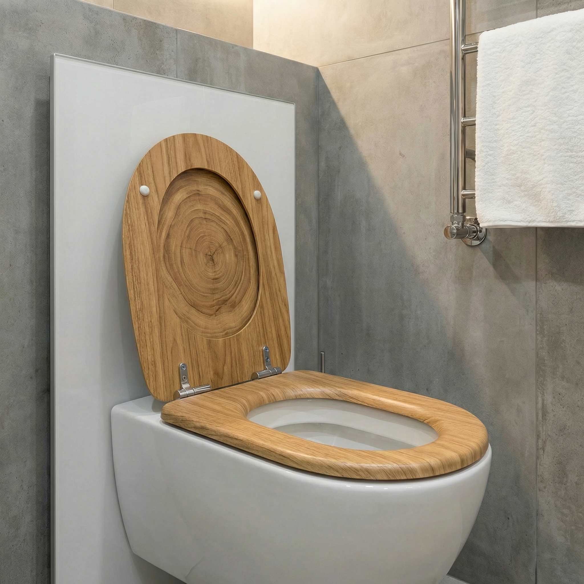 D-Form WC-Sitz in einem eleganten, modernen Badezimmer
