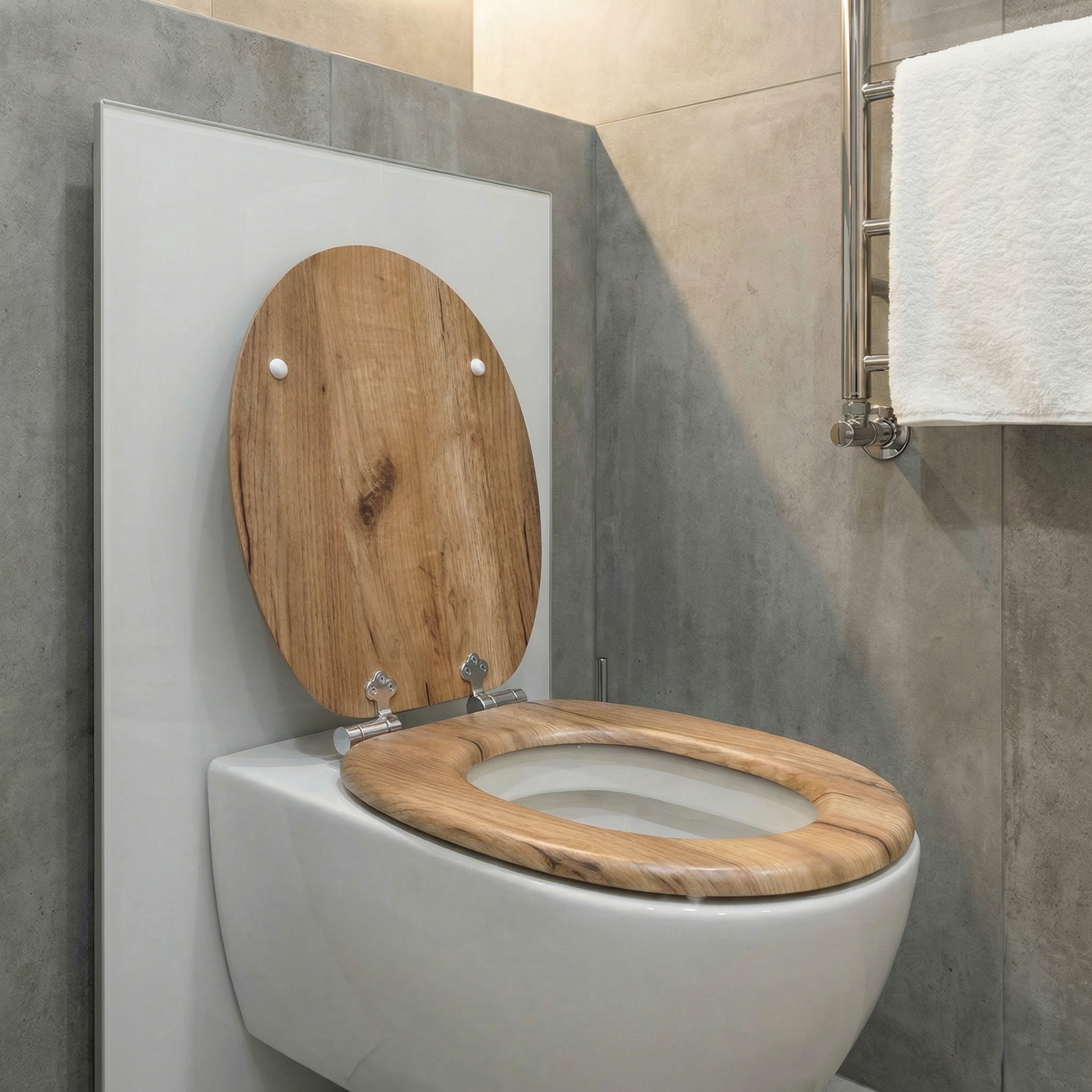 Person montiert einen WC-Sitz auf einer Toilette