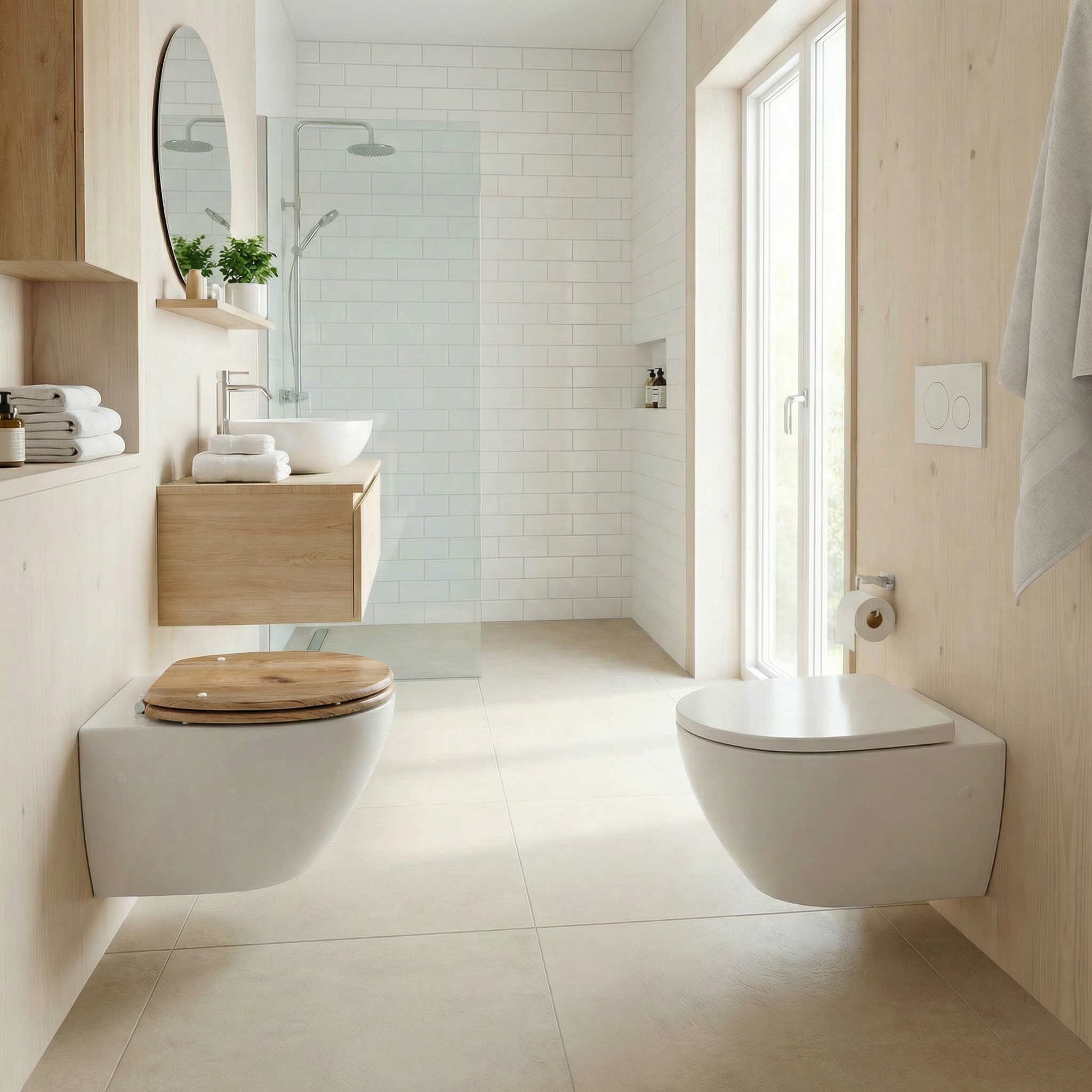 Geberit AquaClean WC-Sitz in einem modernen Badezimmer, der Hygiene und Design vereint