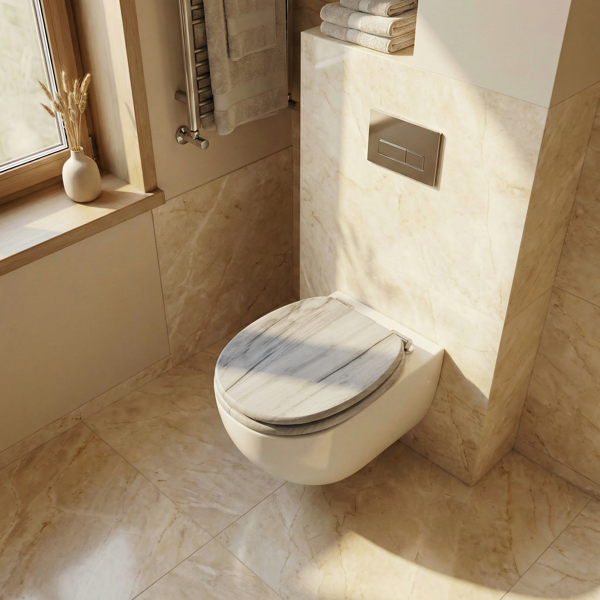 Kind schließt WC-Sitz mit Absenkautomatik ohne Gefahr