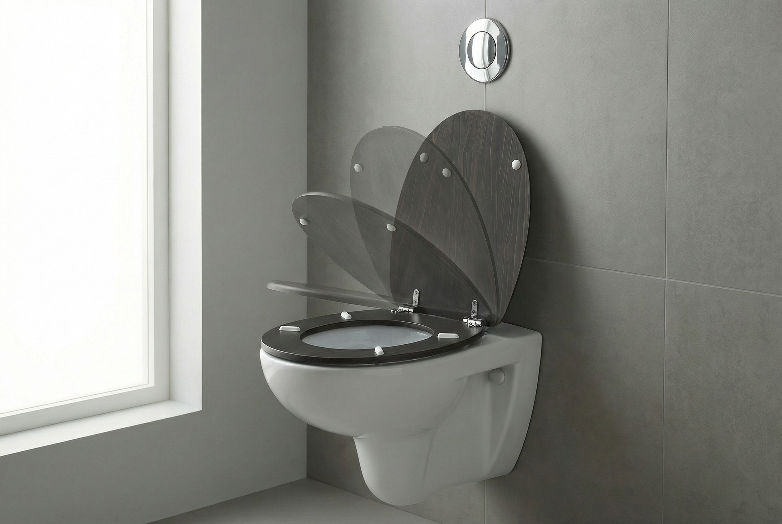 Detailaufnahme der QuickRelease-Funktion eines WC-Sitzes