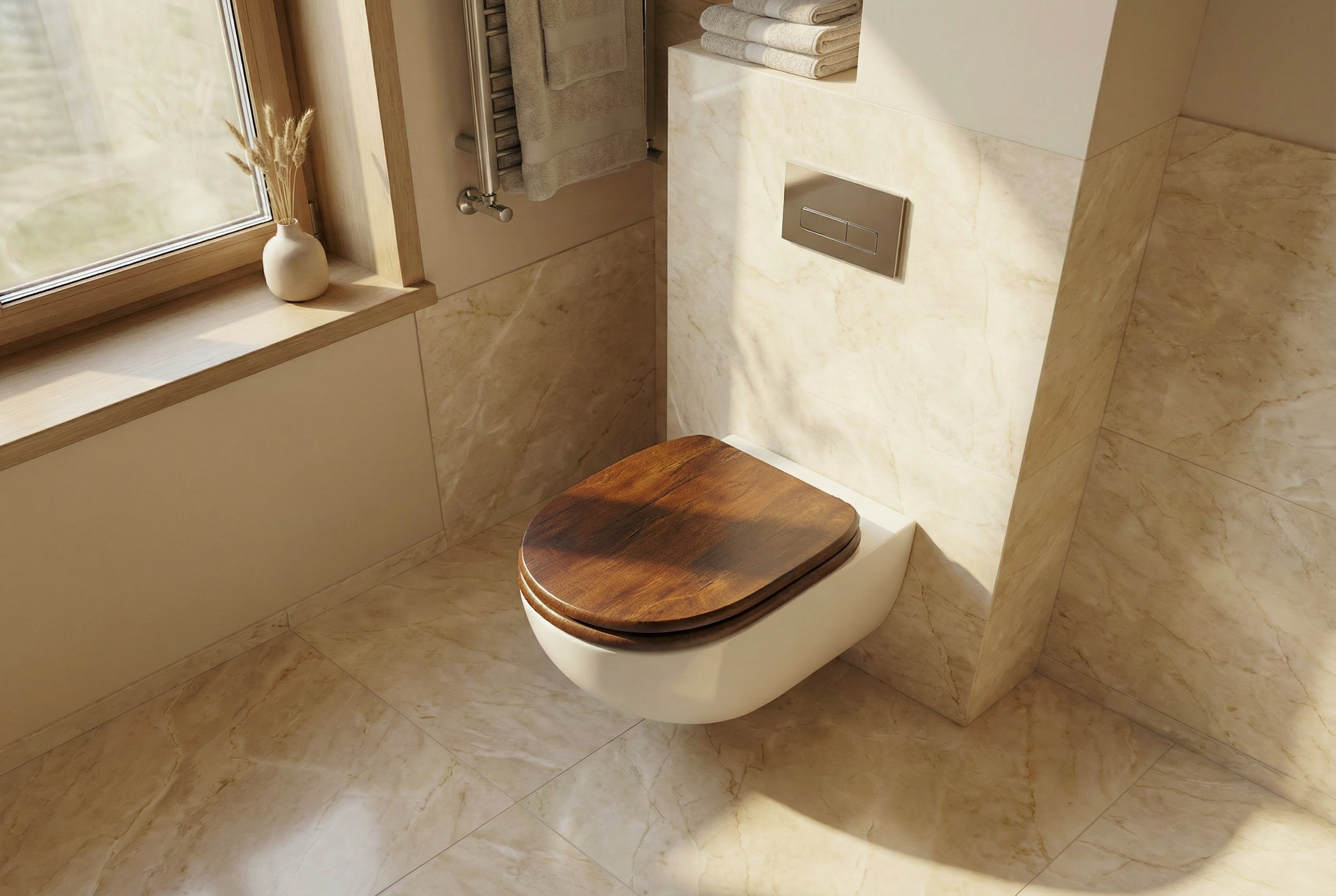 Ein Sanitärfachmann prüft eine WC-Installation