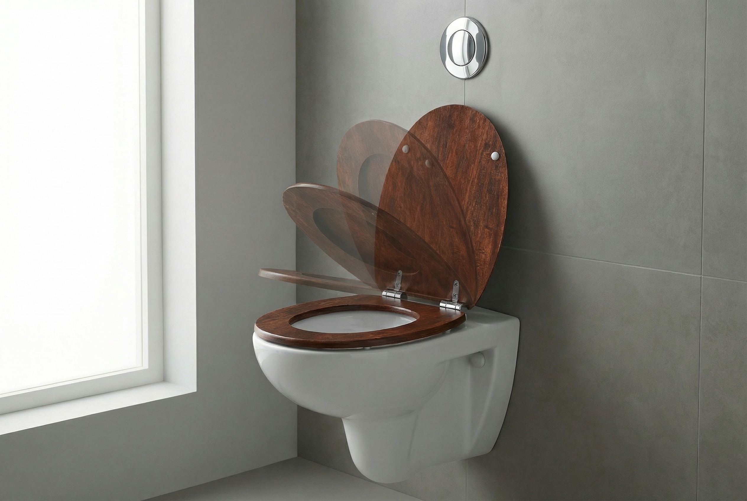 Nahaufnahme eines Duroplast WC-Sitzes, der seine glatte, hygienische Oberfläche zeigt