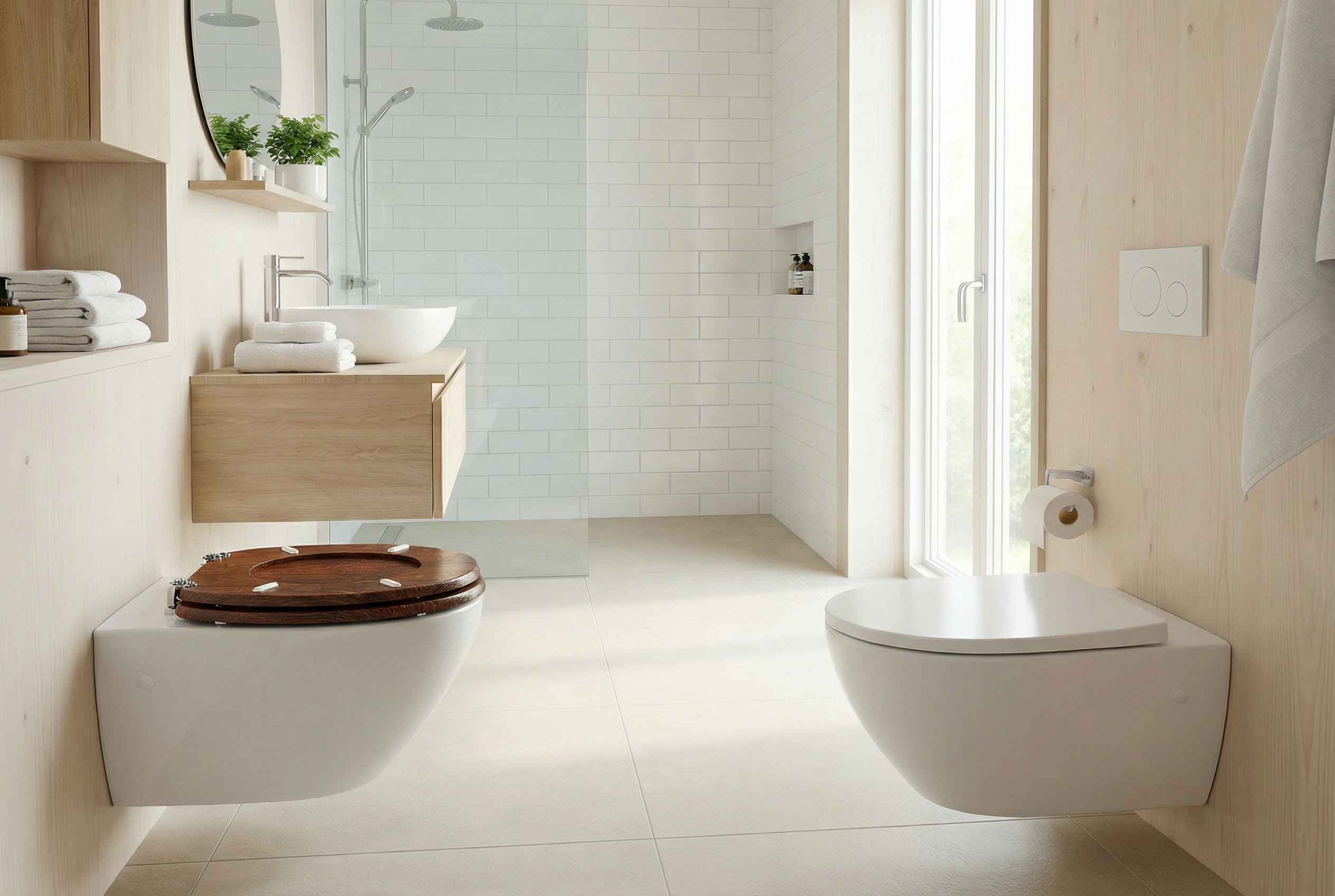 Nahaufnahme eines WC-Sitzes mit Absenkautomatik