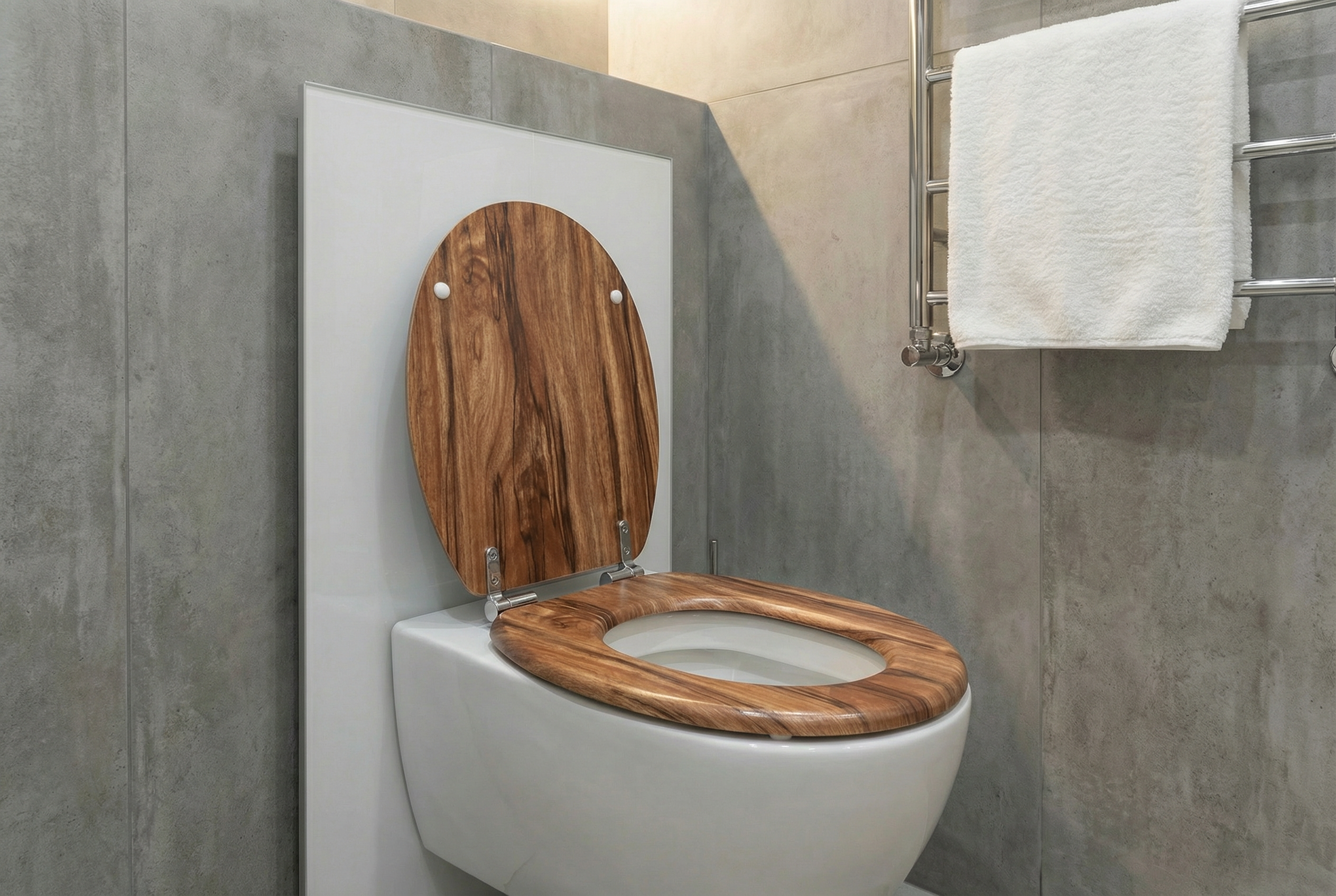 Nahaufnahme eines WC-Sitzes mit leuchtendem LED-Ring