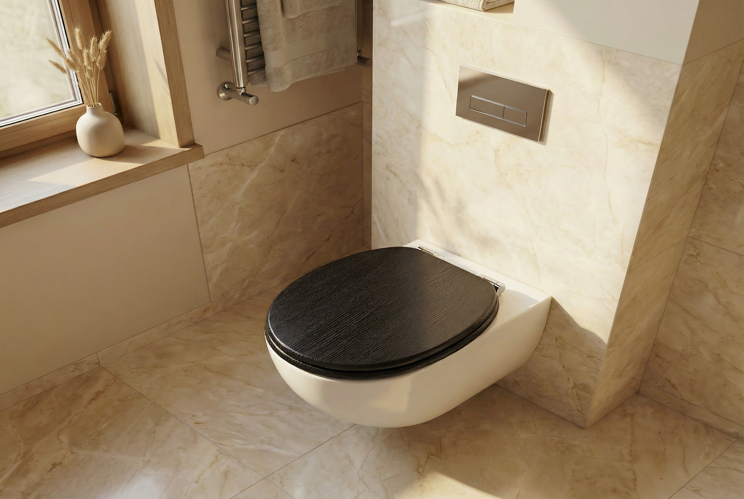 WC-Sitz mit Absenkautomatik auf einer Markentoilette