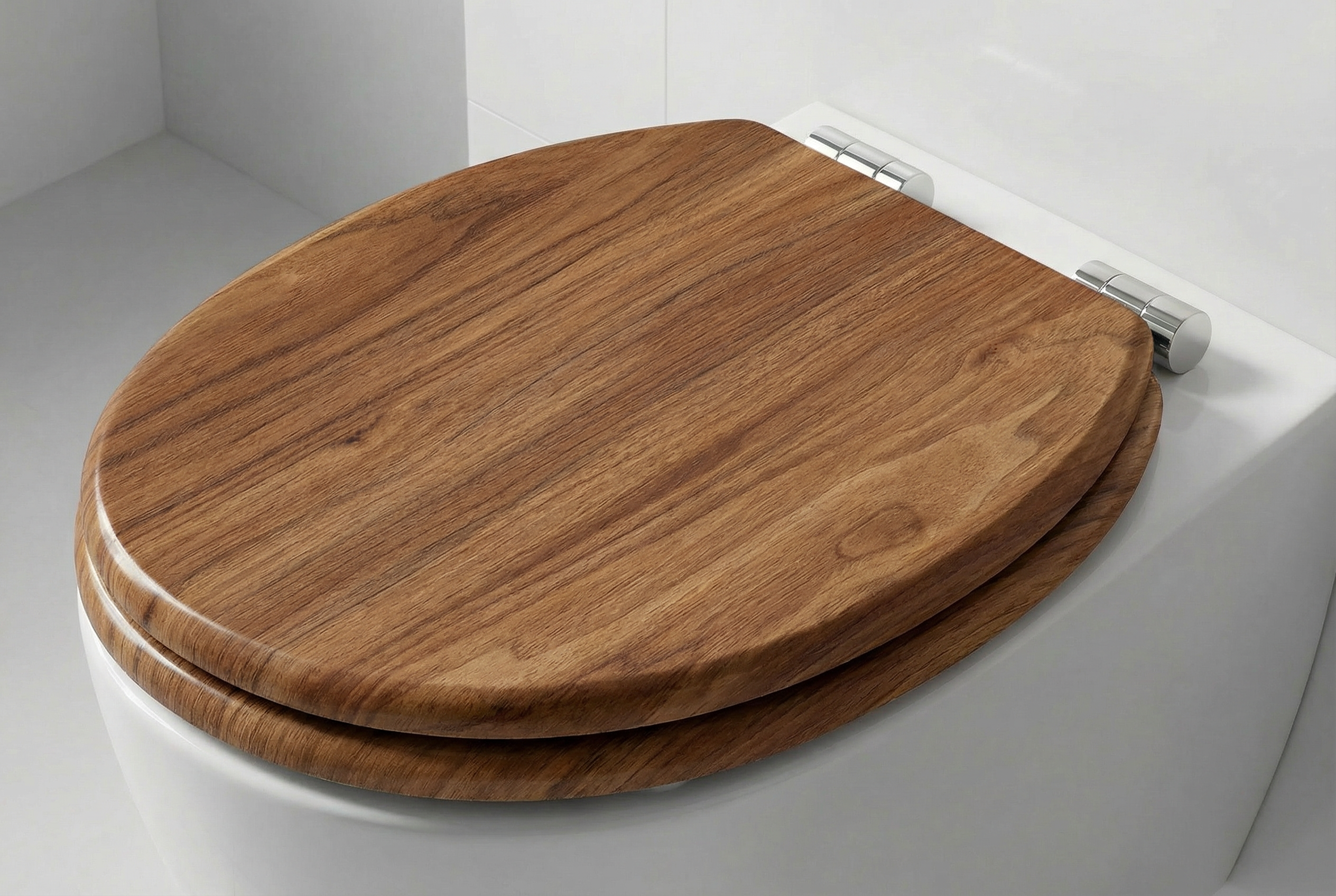 Reinigungsmittel und weiche Tücher auf einem Badezimmerregal