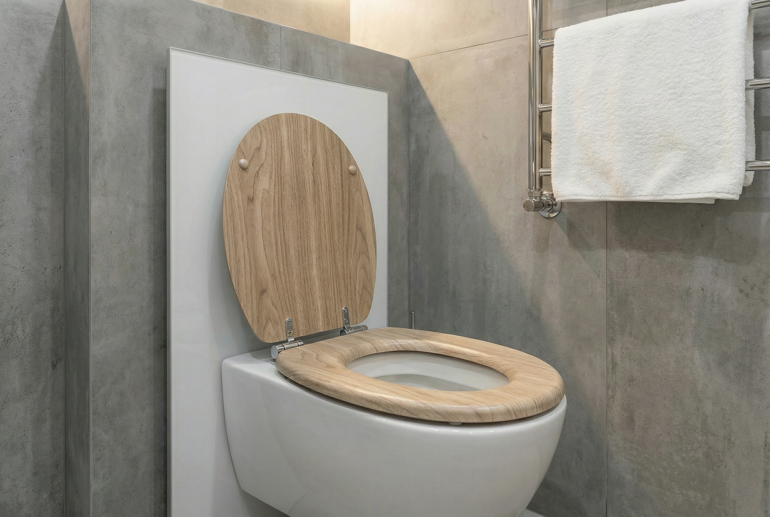 Hygienische Reinigung eines WC-Sitzes mit einem weichen Tuch und mildem Reiniger