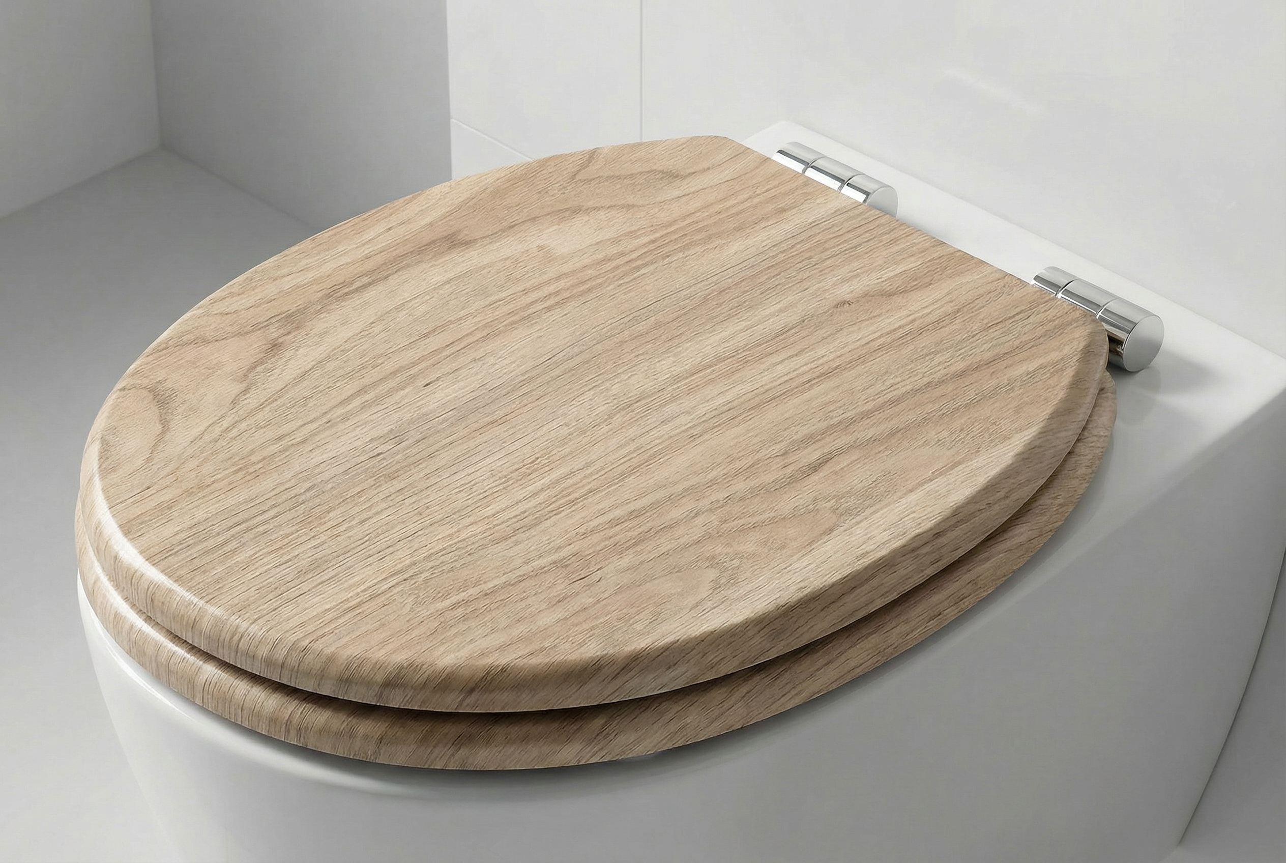 Ein stabiler, gut montierter WC-Sitz aus Duroplast auf einer modernen Toilette