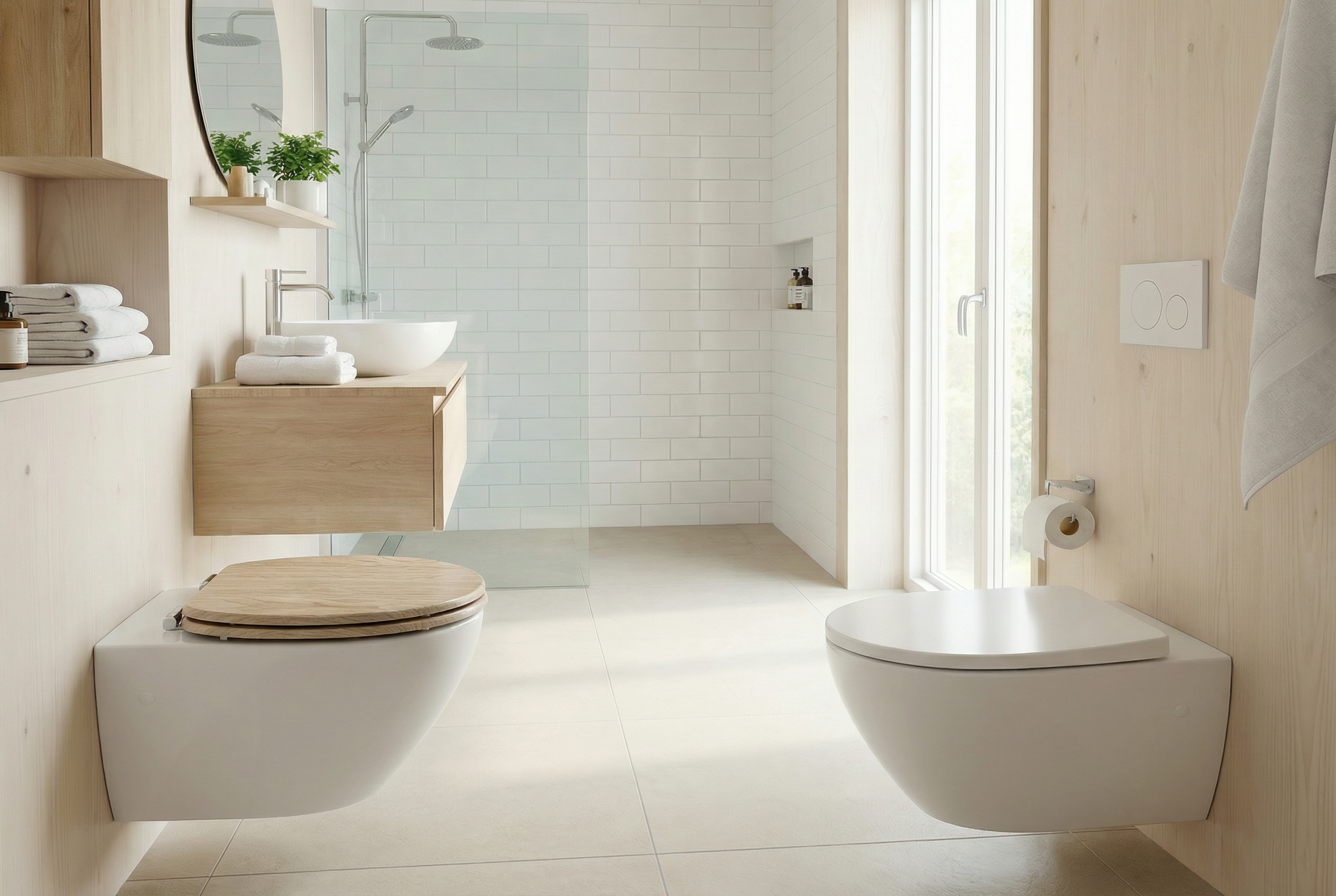 Ein moderner beheizter WC-Sitz in einem Badezimmer