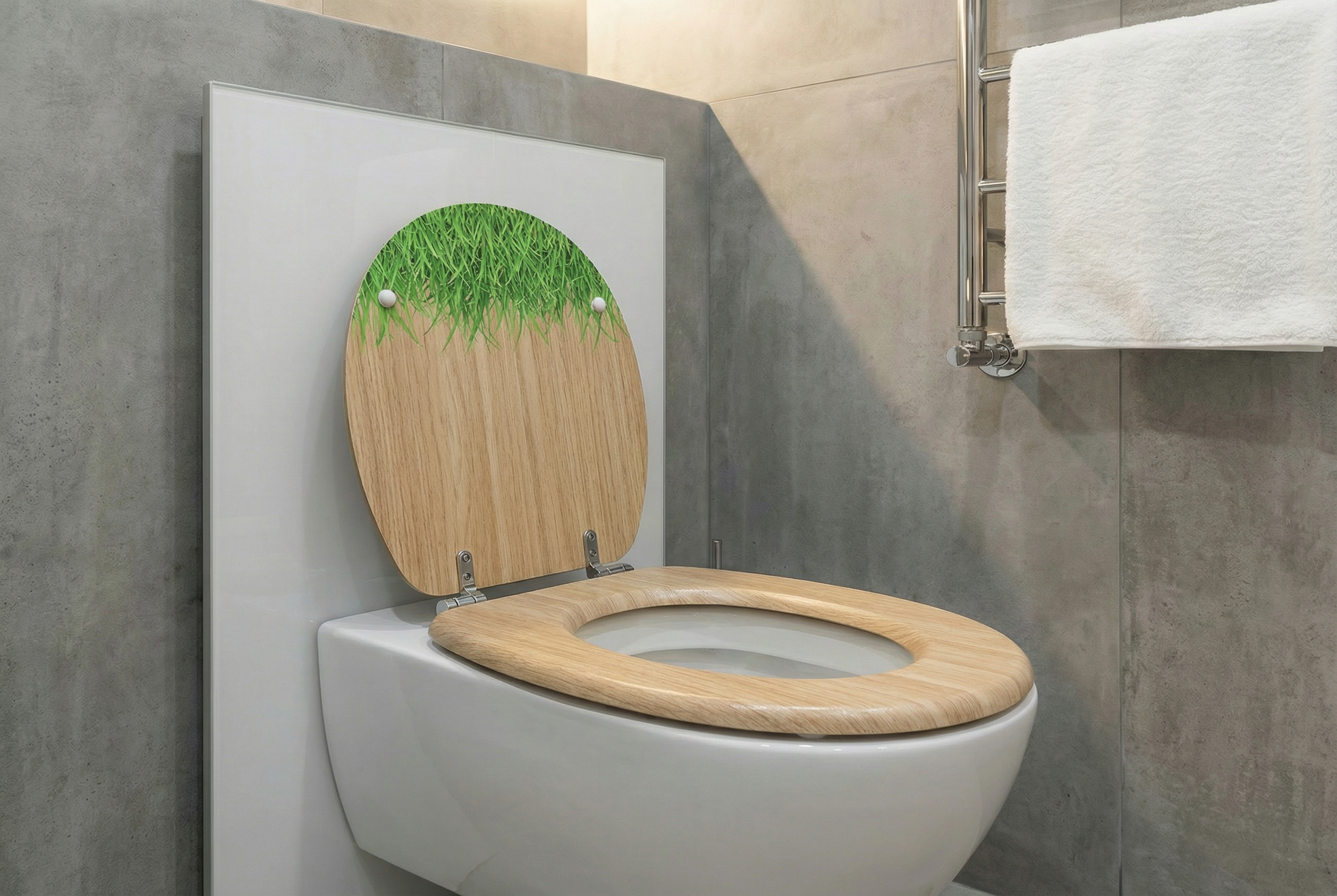 Modernes Badezimmer mit Ideal Standard Dea Keramik und passendem WC-Sitz