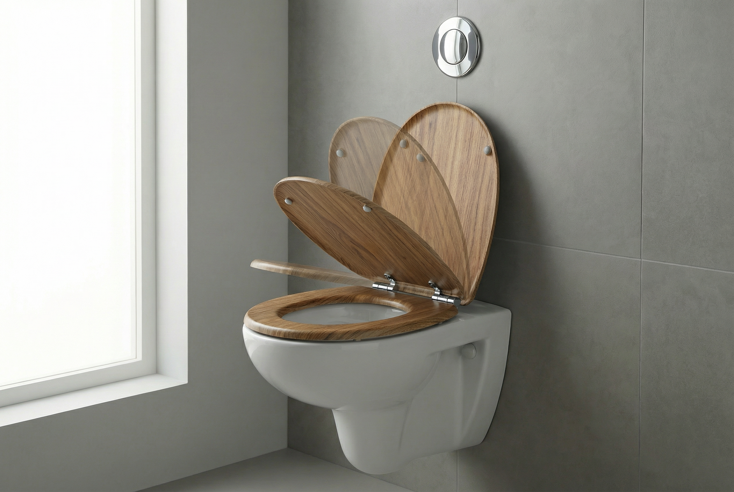 Badezimmer mit modernem WC-Sitz und Absenkautomatik