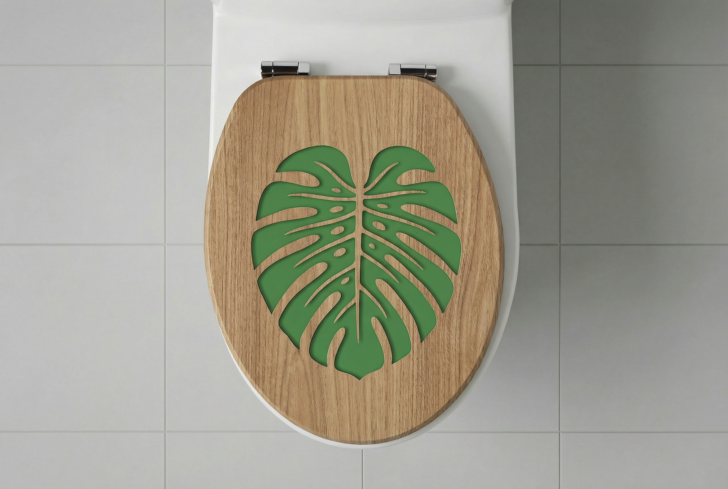 Nahaufnahme eines WC-Sitzes mit Absenkautomatik, der sanft schließt