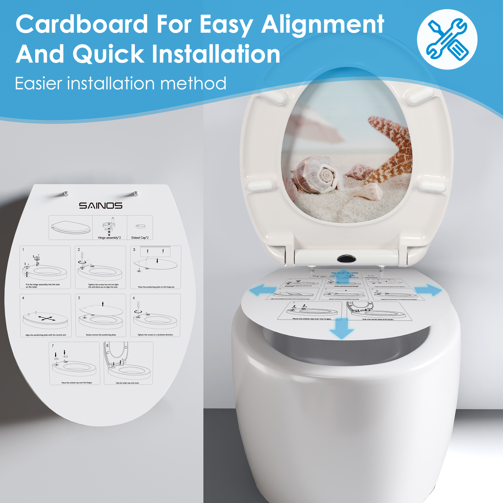 Werkzeuge und erhöhter WC-Sitz bereit zur Montage