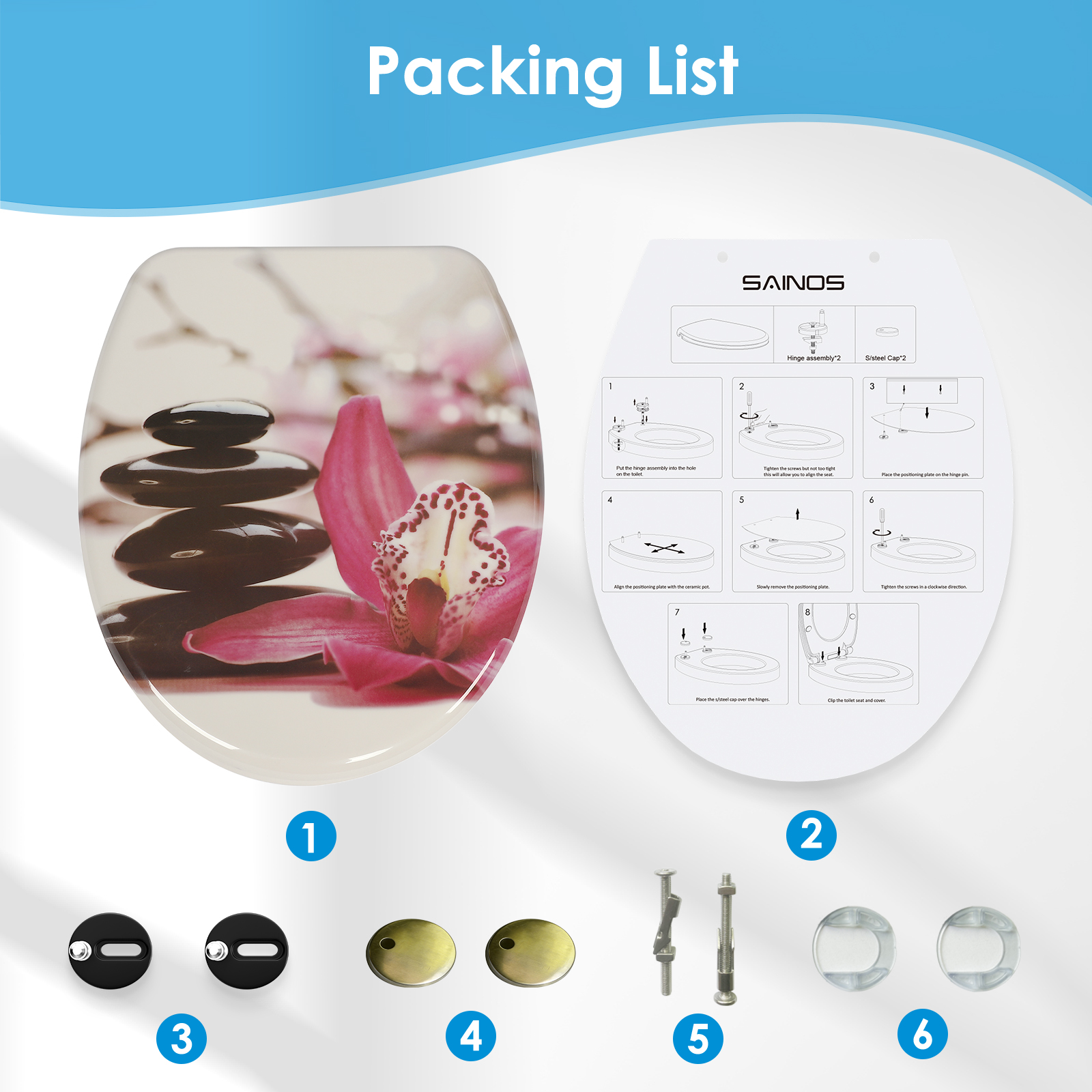 Modernes spülrandloses WC mit montiertem WC-Sitz