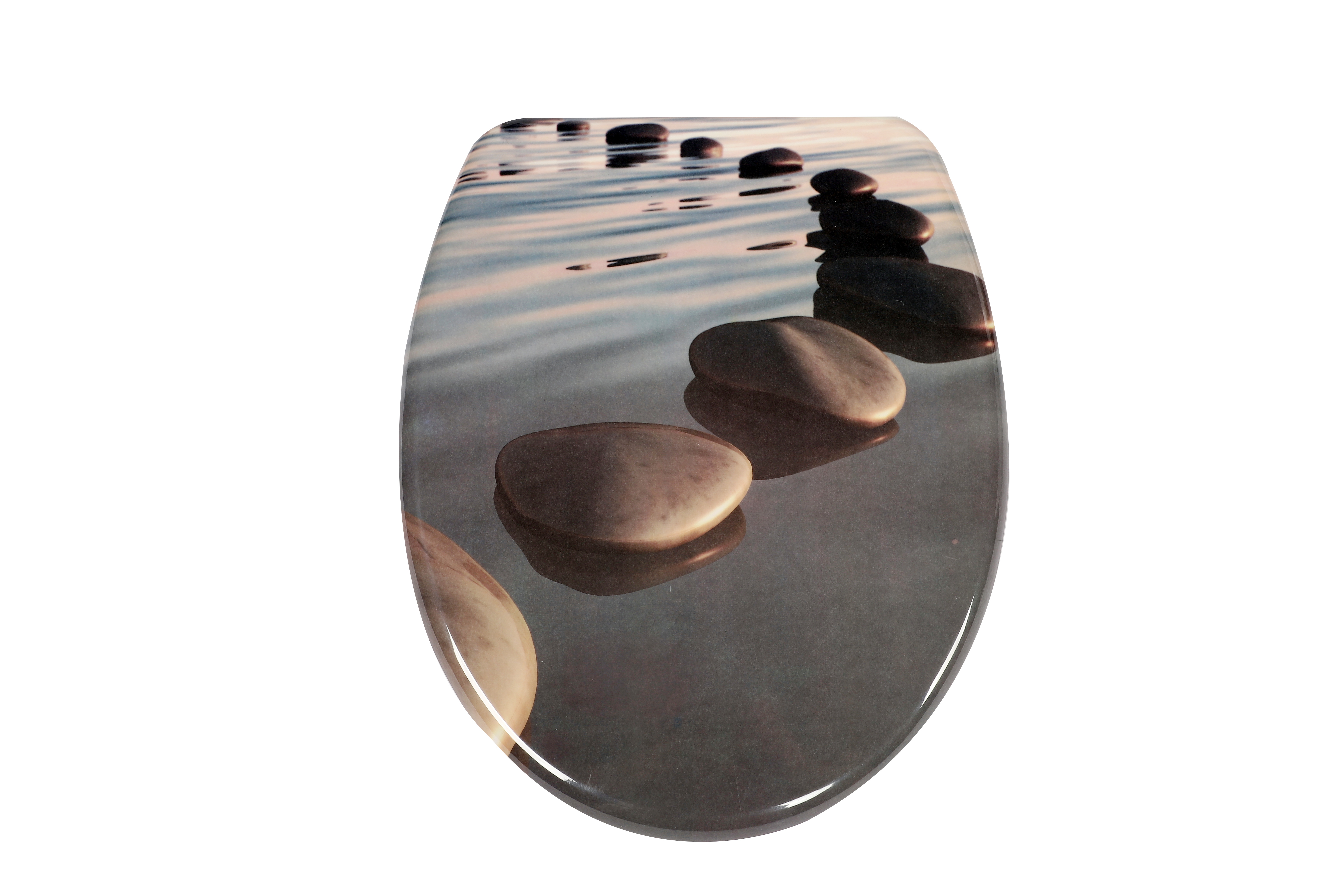 Detailansicht der Scharniere eines WC-Sitzes mit integrierter Absenkautomatik