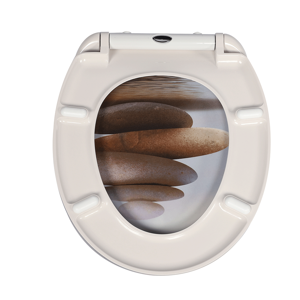 Nahaufnahme eines WC-Sitzes aus Duroplast, der seine glatte Oberfläche zeigt