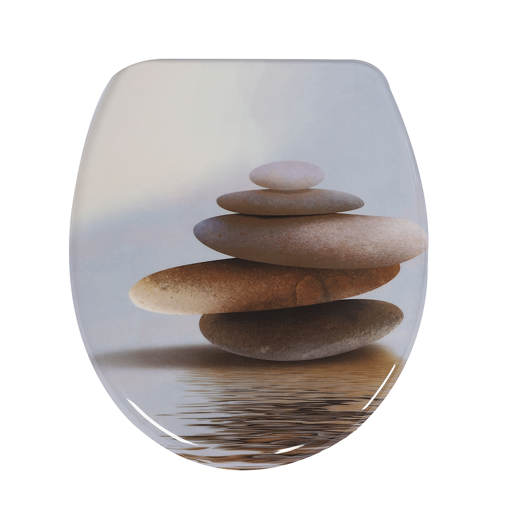 Verschiedene WC-Sitze in unterschiedlichen Formen und Materialien