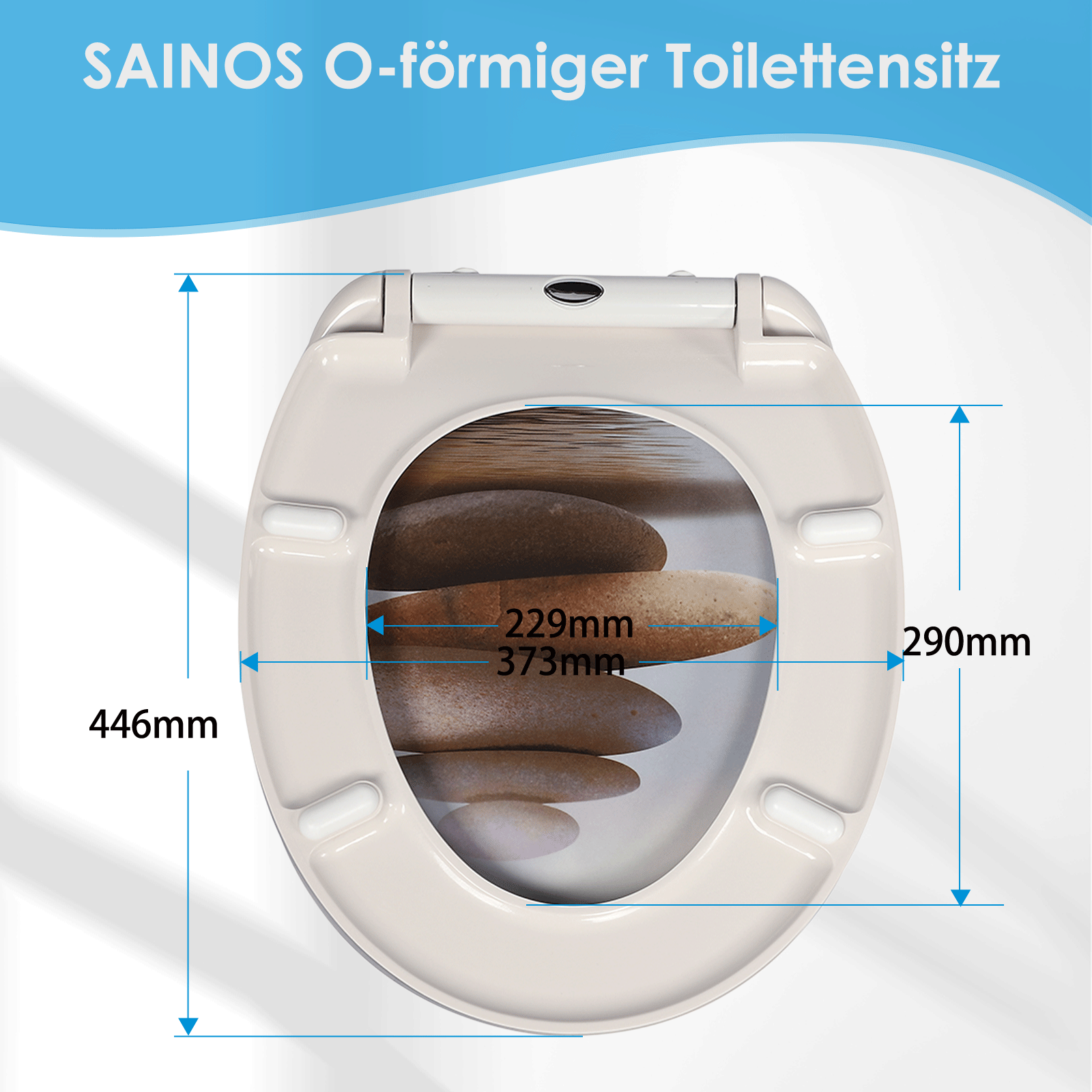 Hände montieren einen WC-Sitz auf einer Toilette mit sichtbaren Befestigungselementen