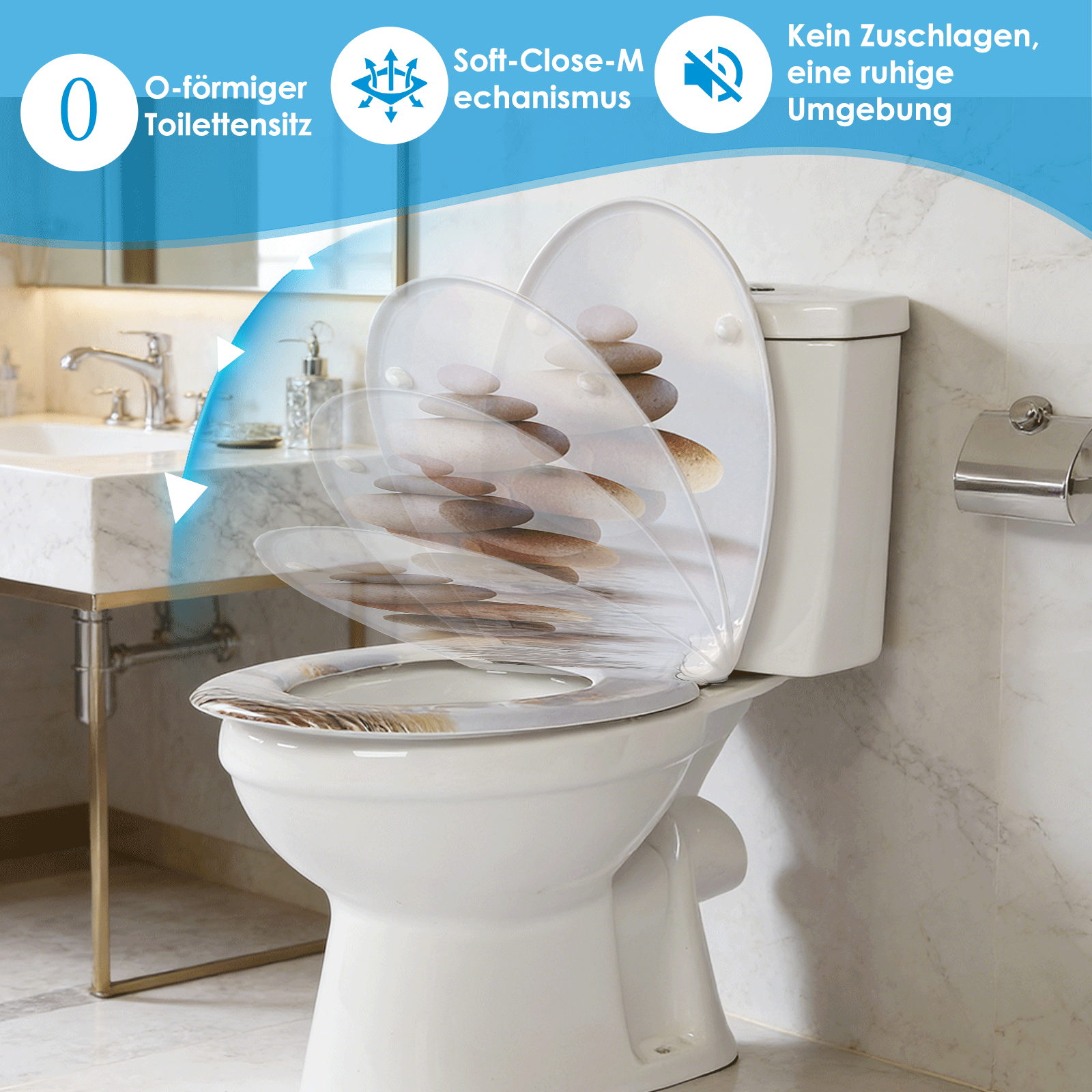 Nahaufnahme eines Maßbands beim Messen des Lochabstands eines WC-Beckens