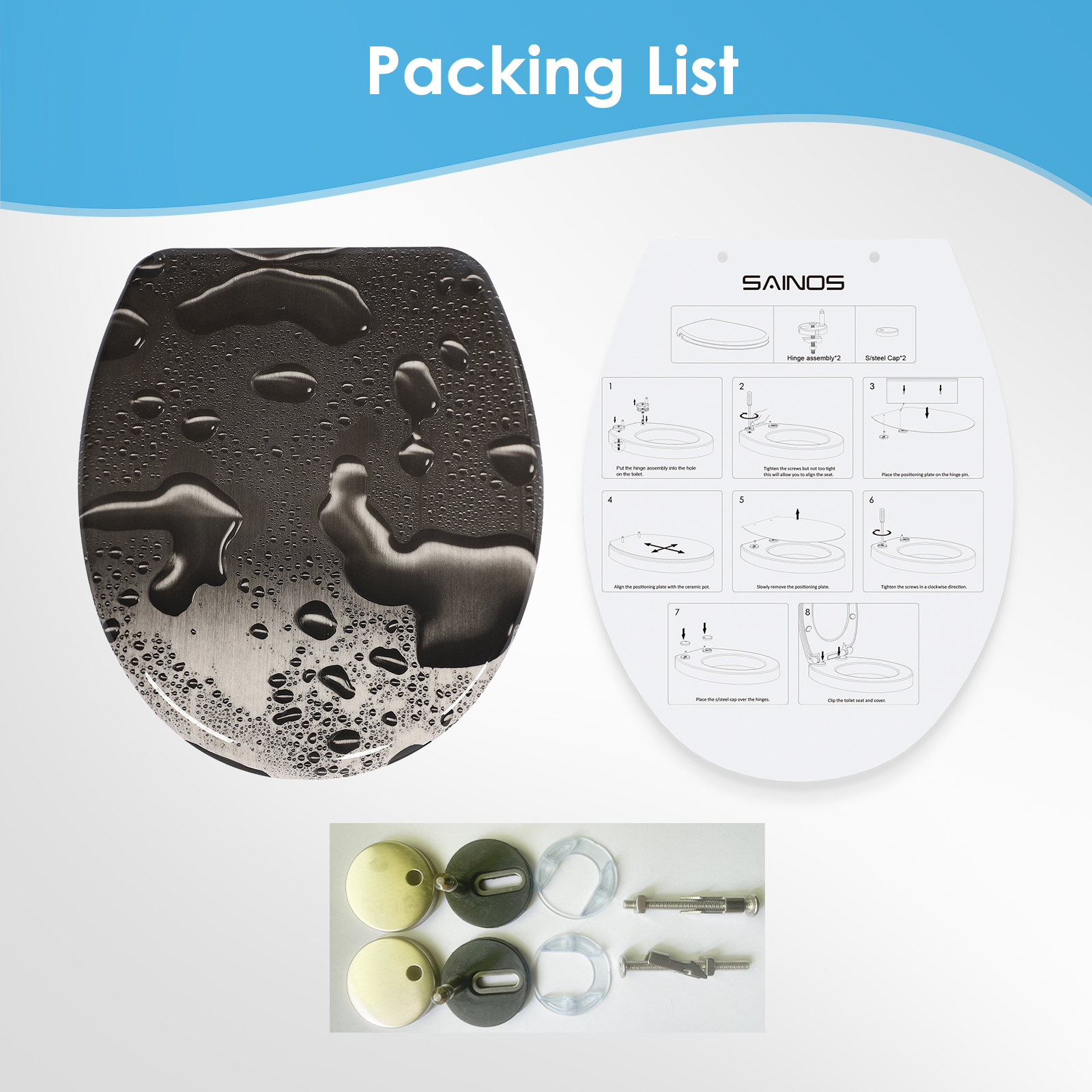 Ein neuer, sauberer WC-Sitz mit Absenkautomatik, bereit zur Montage