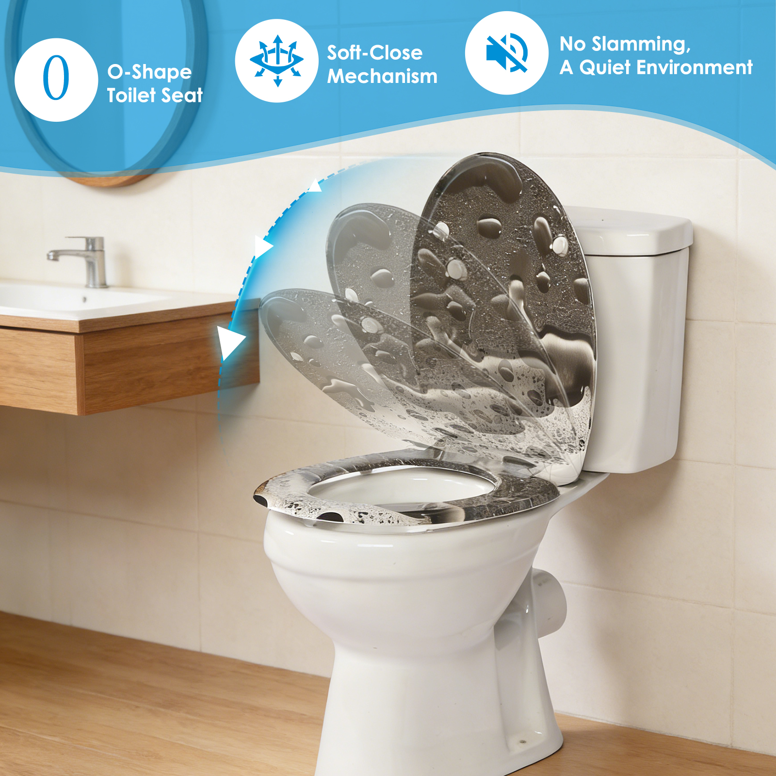 Nahaufnahme von rostigen WC-Sitz Schrauben an einem Toilettenbecken