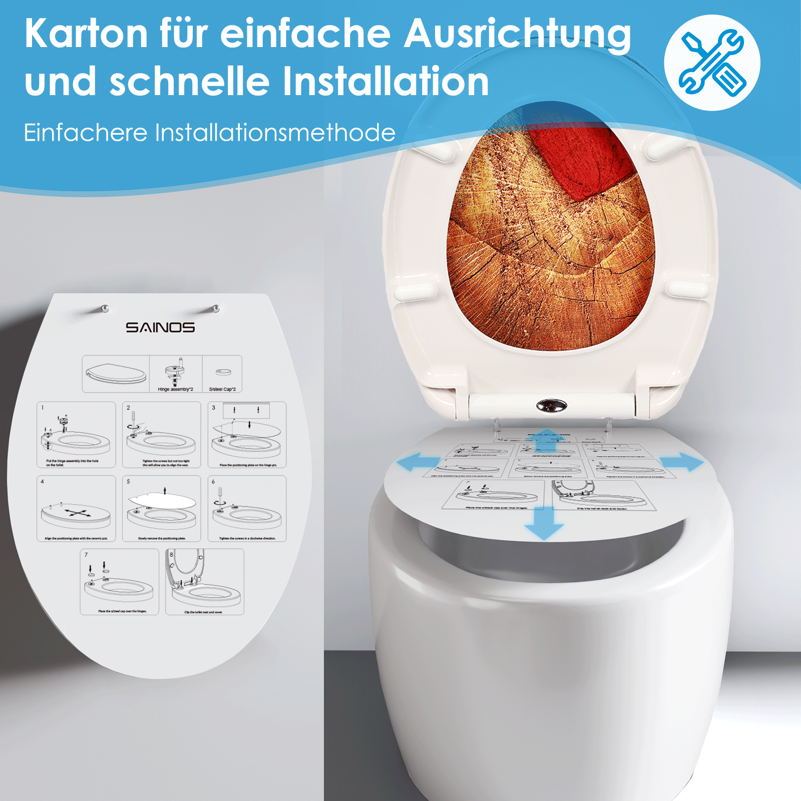 WC-Sitz mit Schnellverschluss Mechanismus im Detail