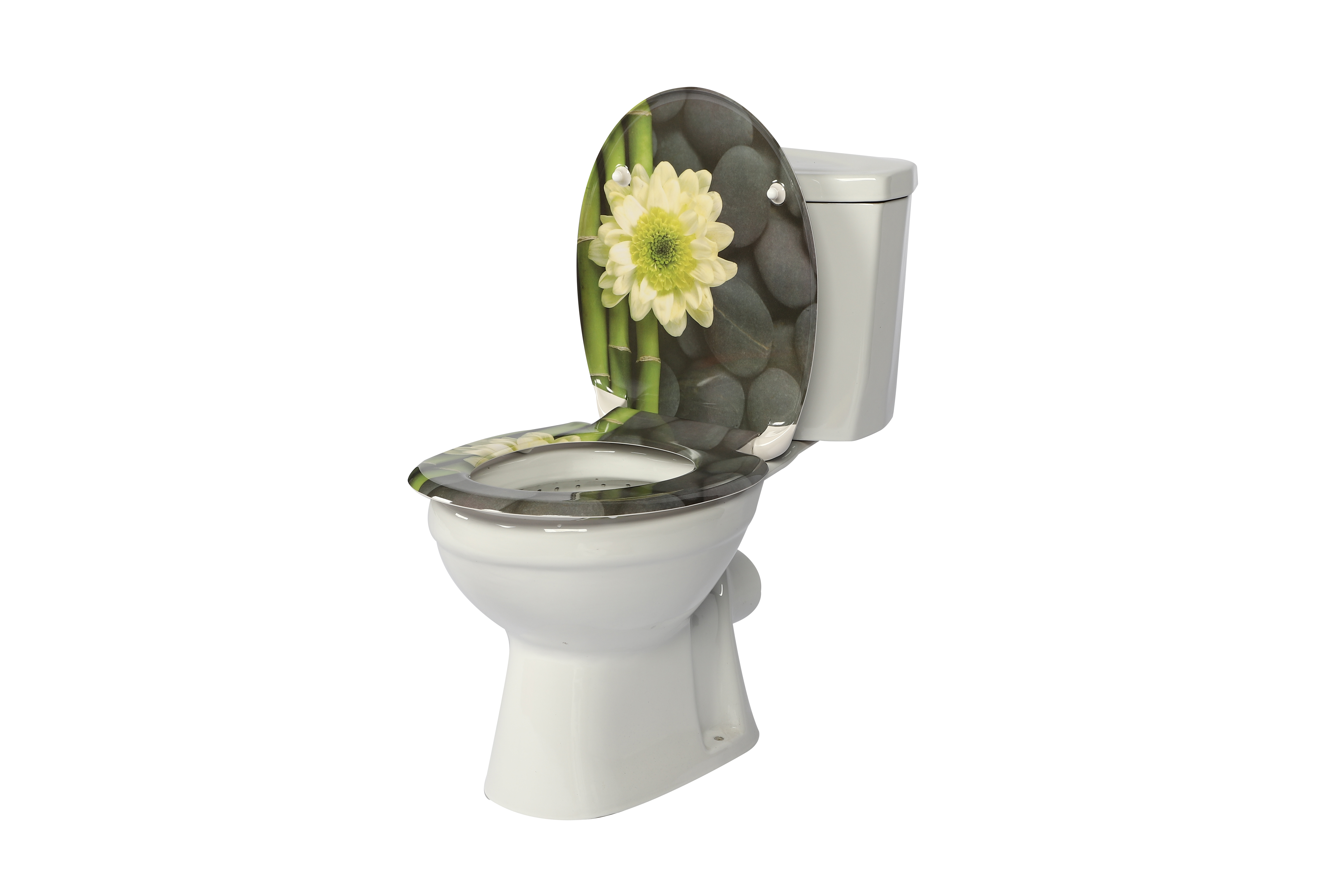 Nahaufnahme eines Quick-Release-Scharniers an einem WC-Sitz