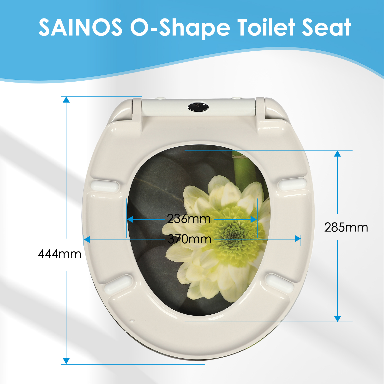 Nahaufnahme der verdeckten Befestigung eines WC-Sitzes an einem Wand-WC