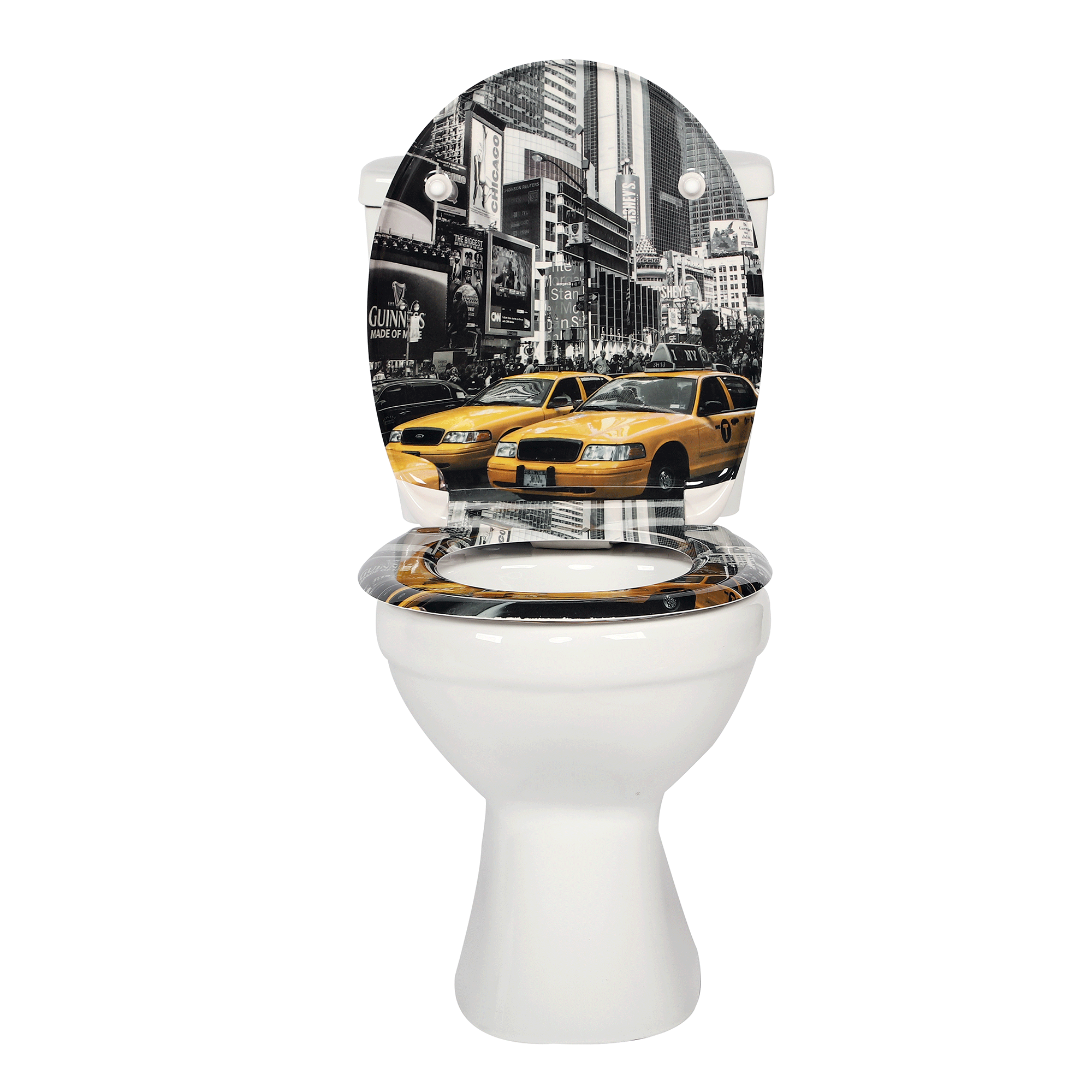 Hände, die die Befestigungsschrauben eines WC-Sitzes festziehen