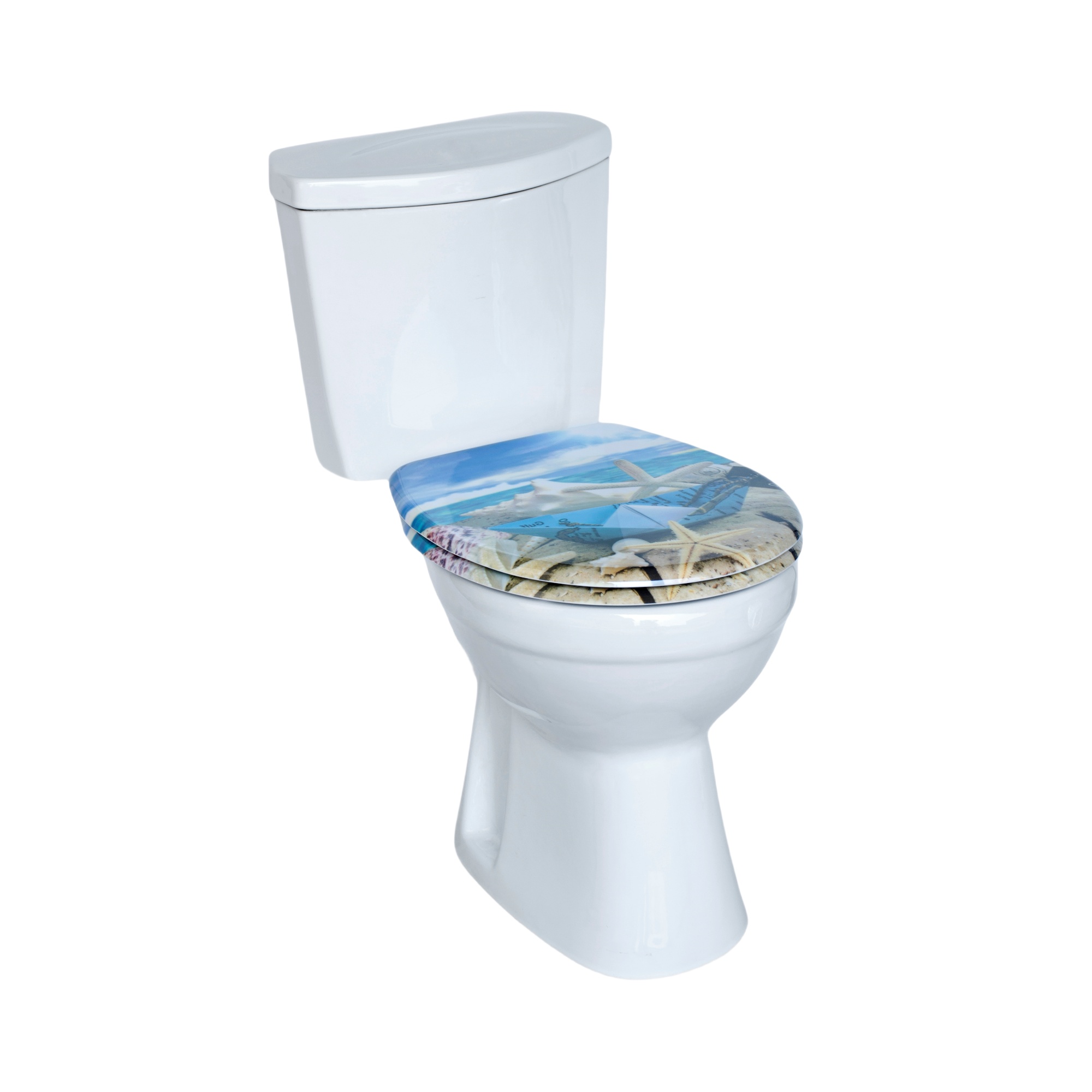 Eine Nahaufnahme eines sauberen, glänzenden WC-Sitzes, der Hygiene und Pflege symbolisiert.