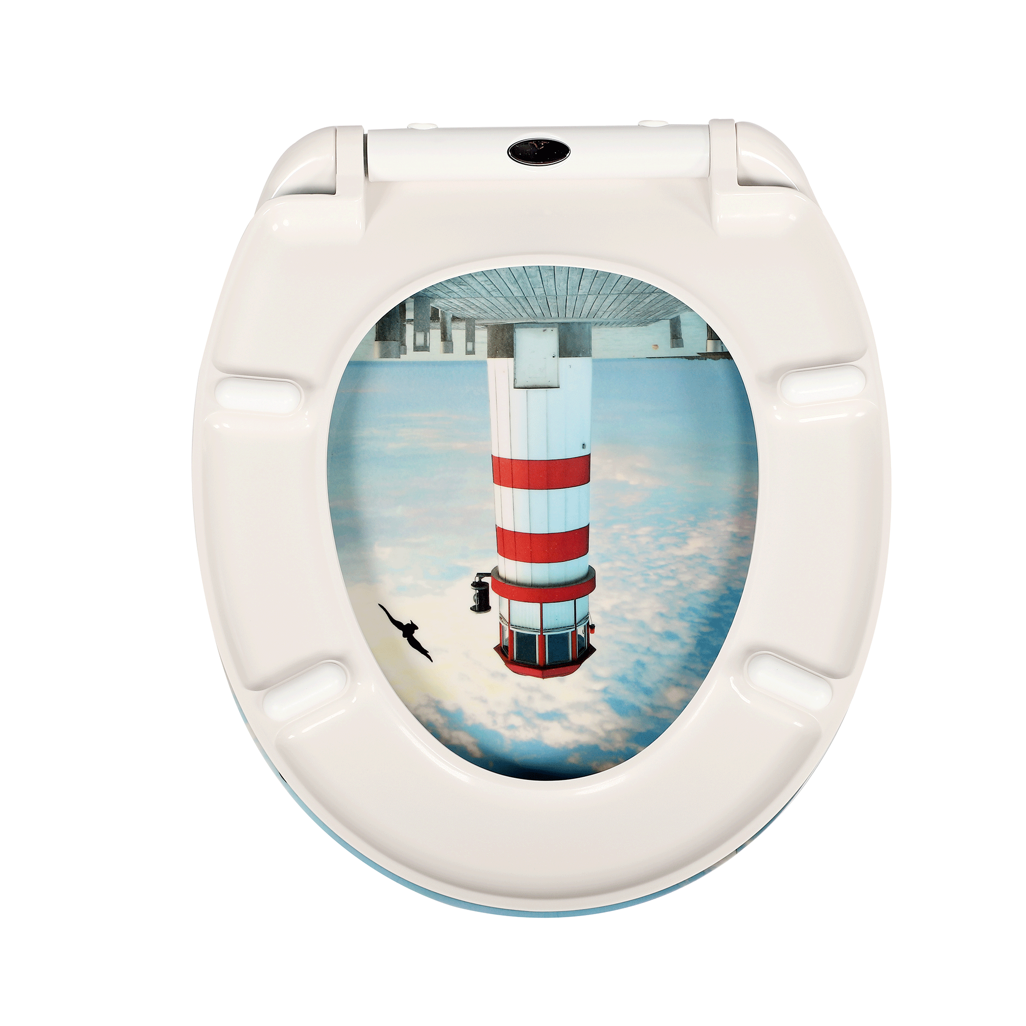 Abgenommener Quick-Release WC-Sitz und freigelegte Keramik