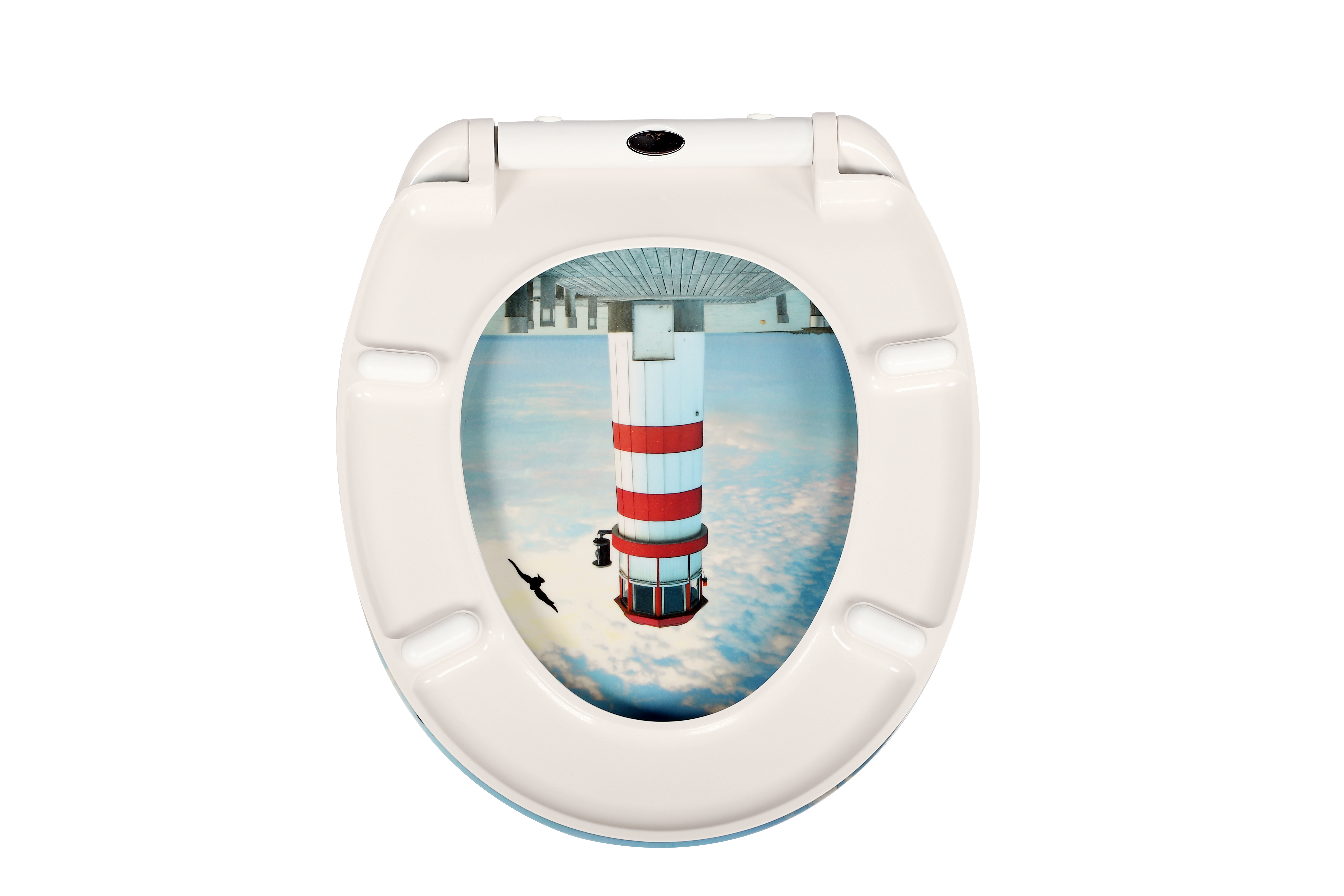 Hände reinigen WC-Sitz Scharniere mit einem feuchten Tuch und mildem Reiniger