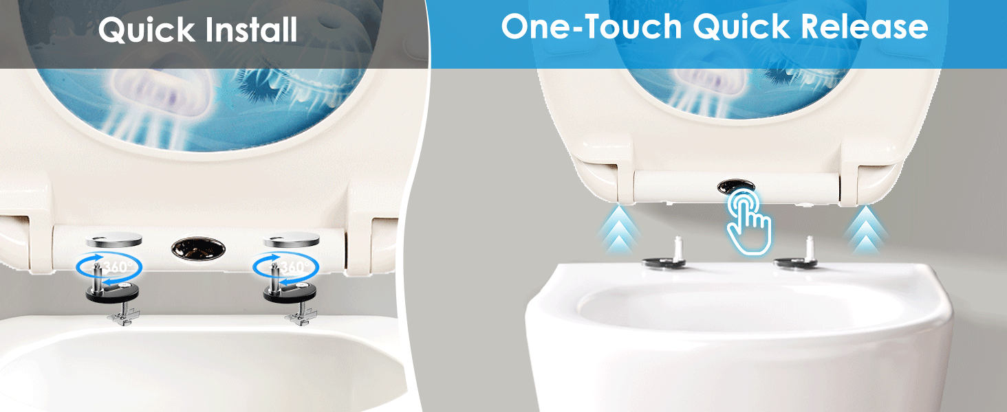 Detailansicht der Absenkautomatik-Scharniere eines WC-Sitzes