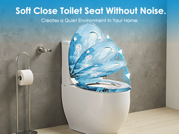 Nahaufnahme eines WC-Sitzes mit Absenkautomatik, der gereinigt wird