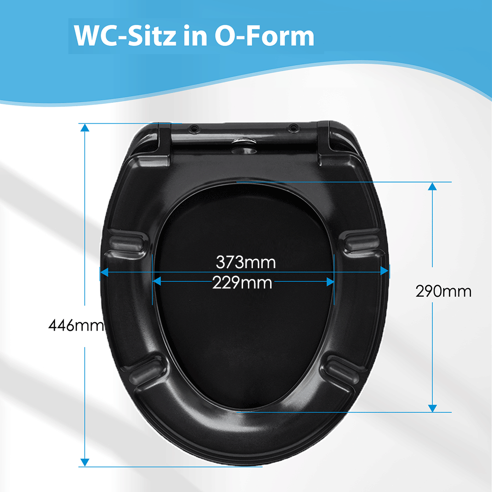 Verschiedene WC-Sitz Formen: Rund, Oval, D-Shape nebeneinander