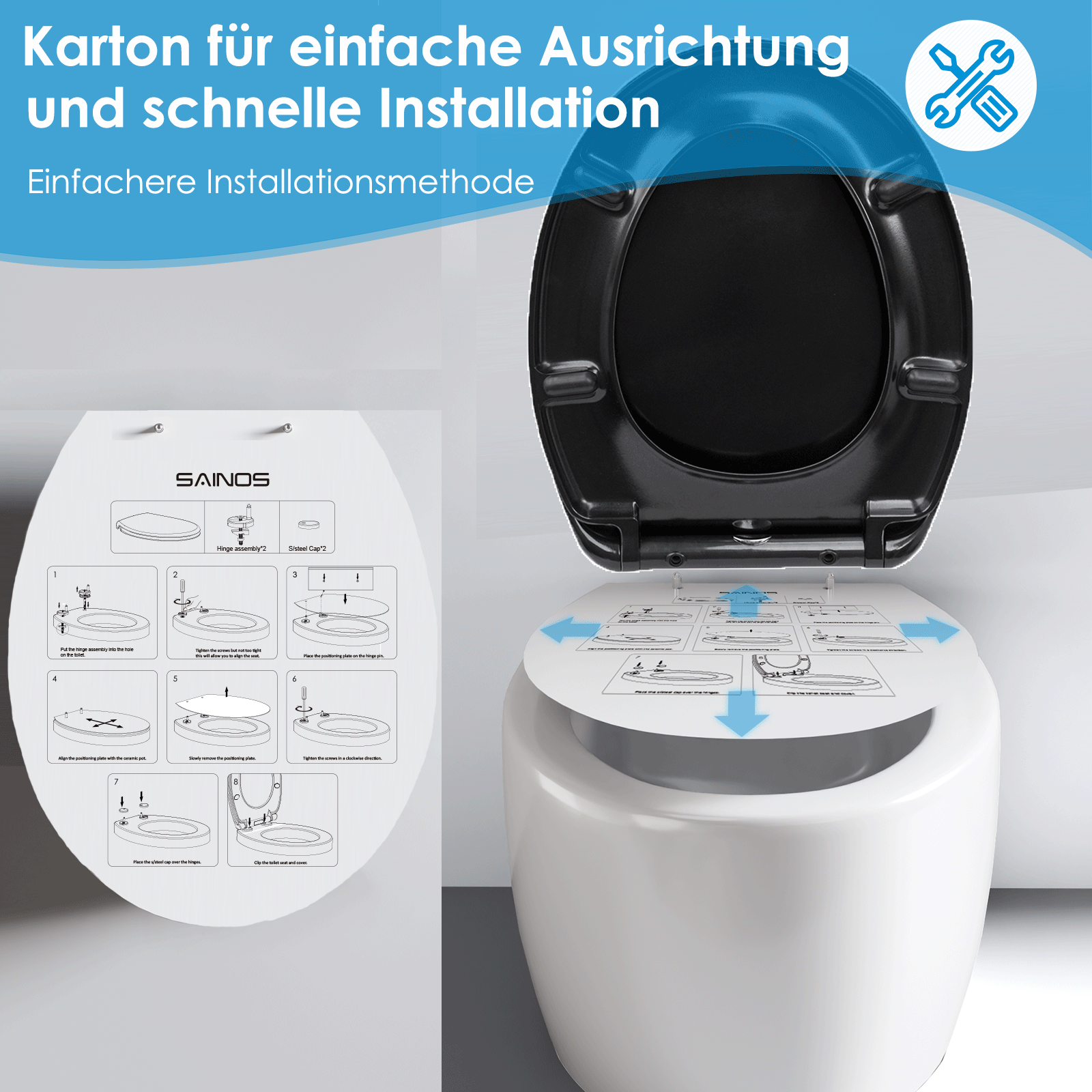WC-Sitz mit Absenkautomatik und Quick-Release-Funktion