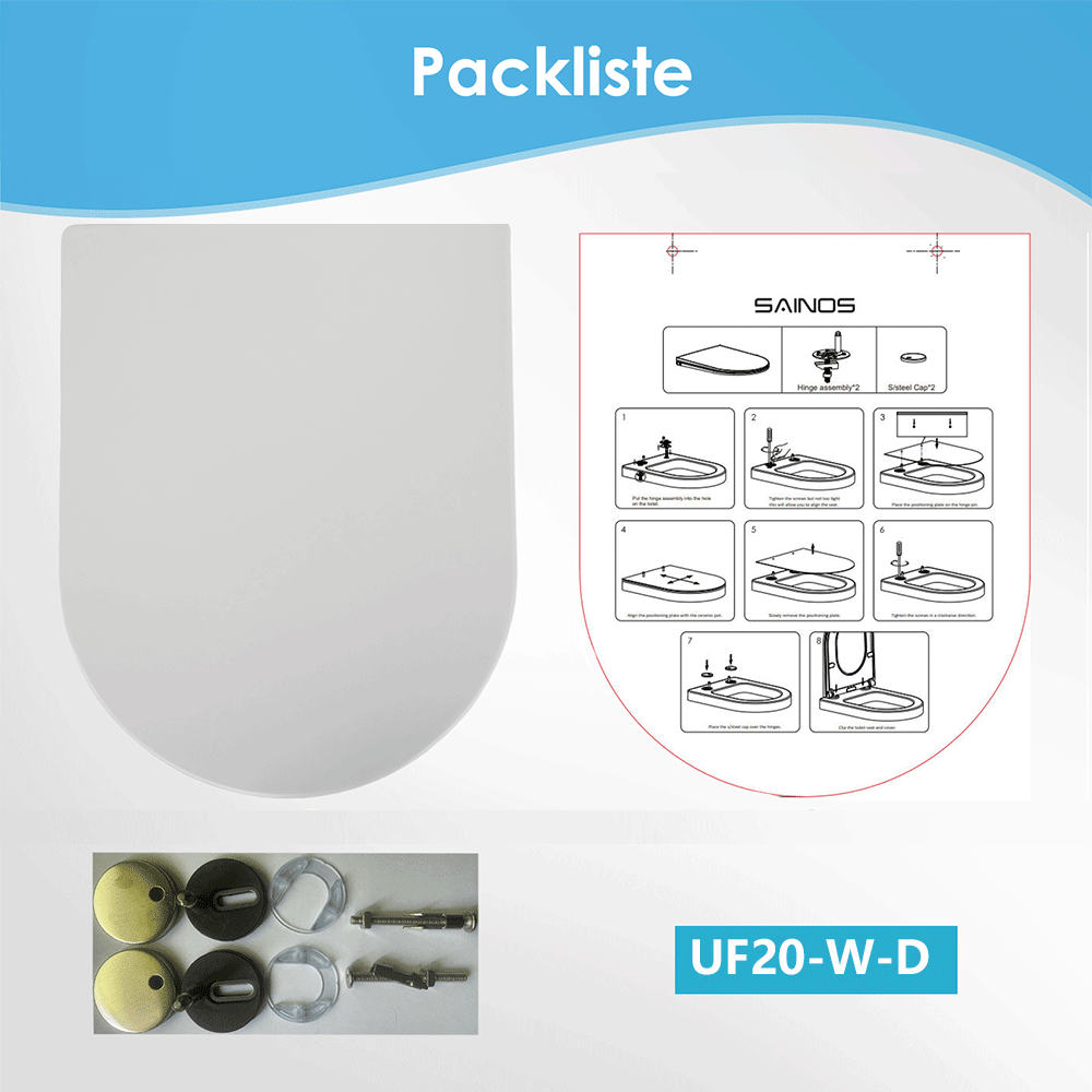 Nahaufnahme von WC-Sitz Schrauben mit Unterlegscheiben und Dichtungen