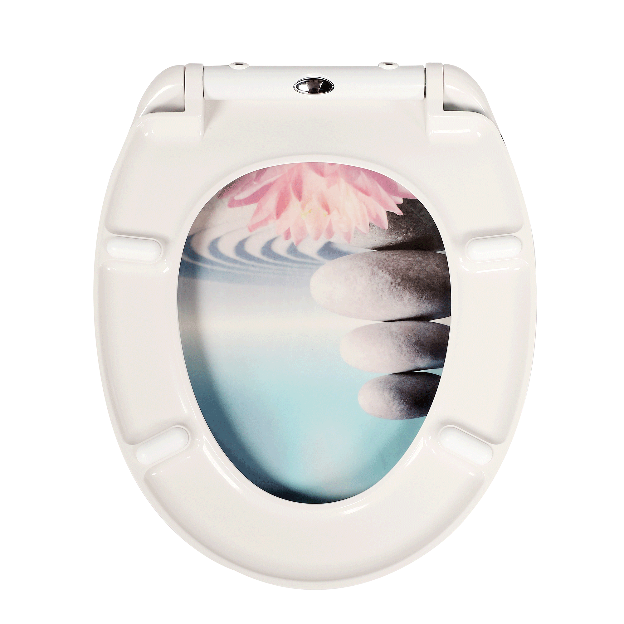 Nahaufnahme der Montage eines WC-Sitzes mit Befestigungselementen