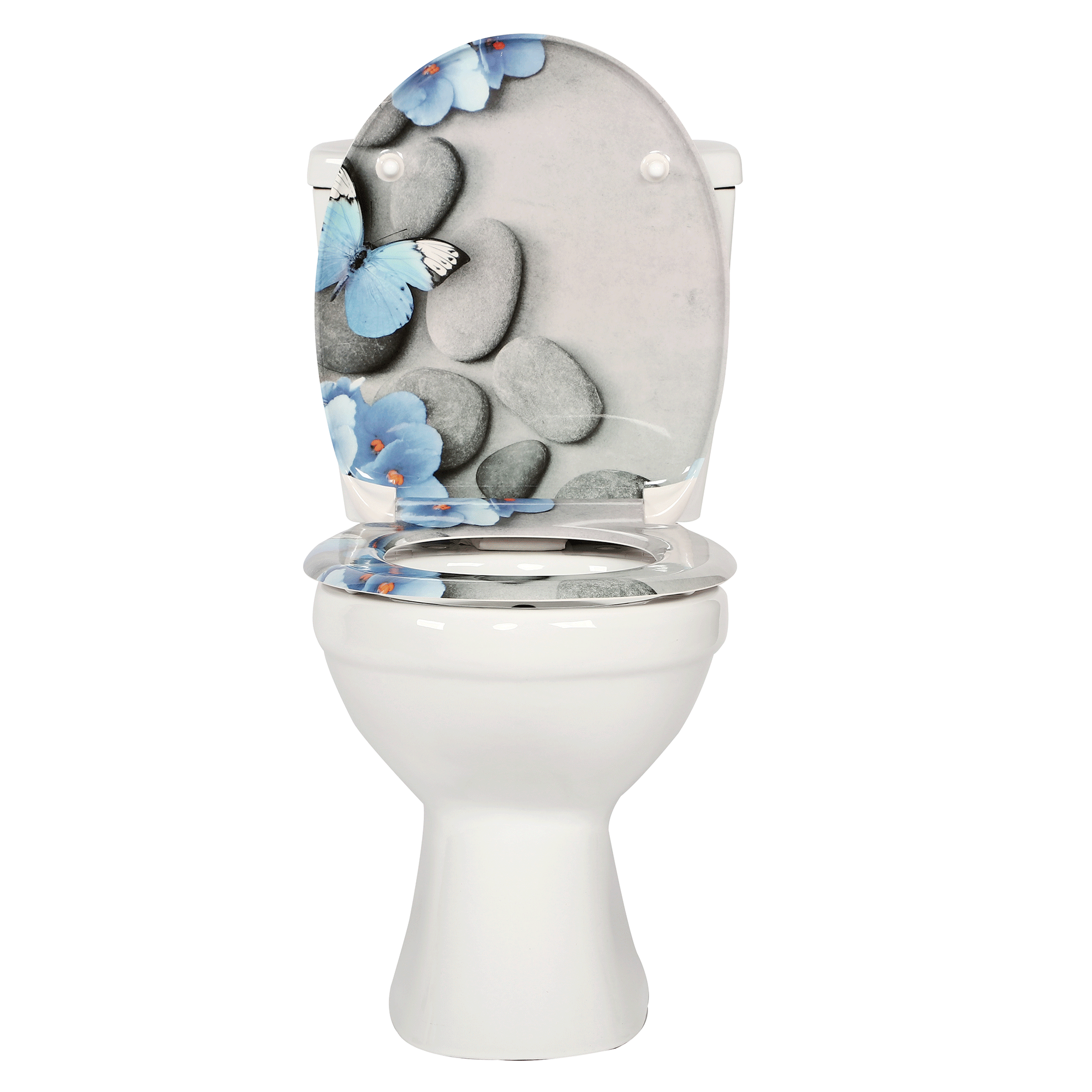 Verschiedene WC-Sitz-Materialien im Querschnitt: Duroplast, Holz (MDF), Kunststoff